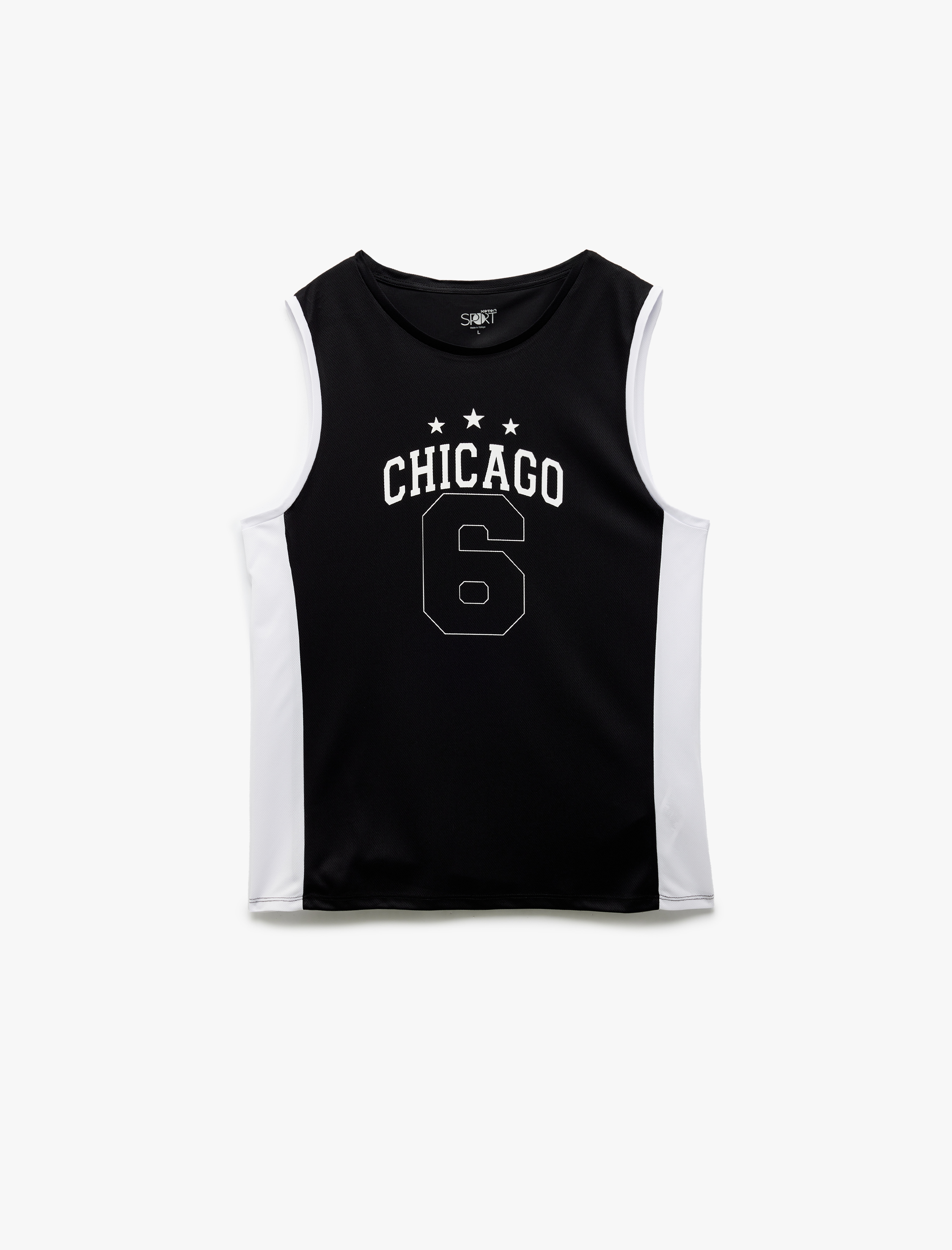   Baskılı Renk Kontrastlı Bisiklet Yaka Oversize Kolsuz Spor Basketbol Tişörtü