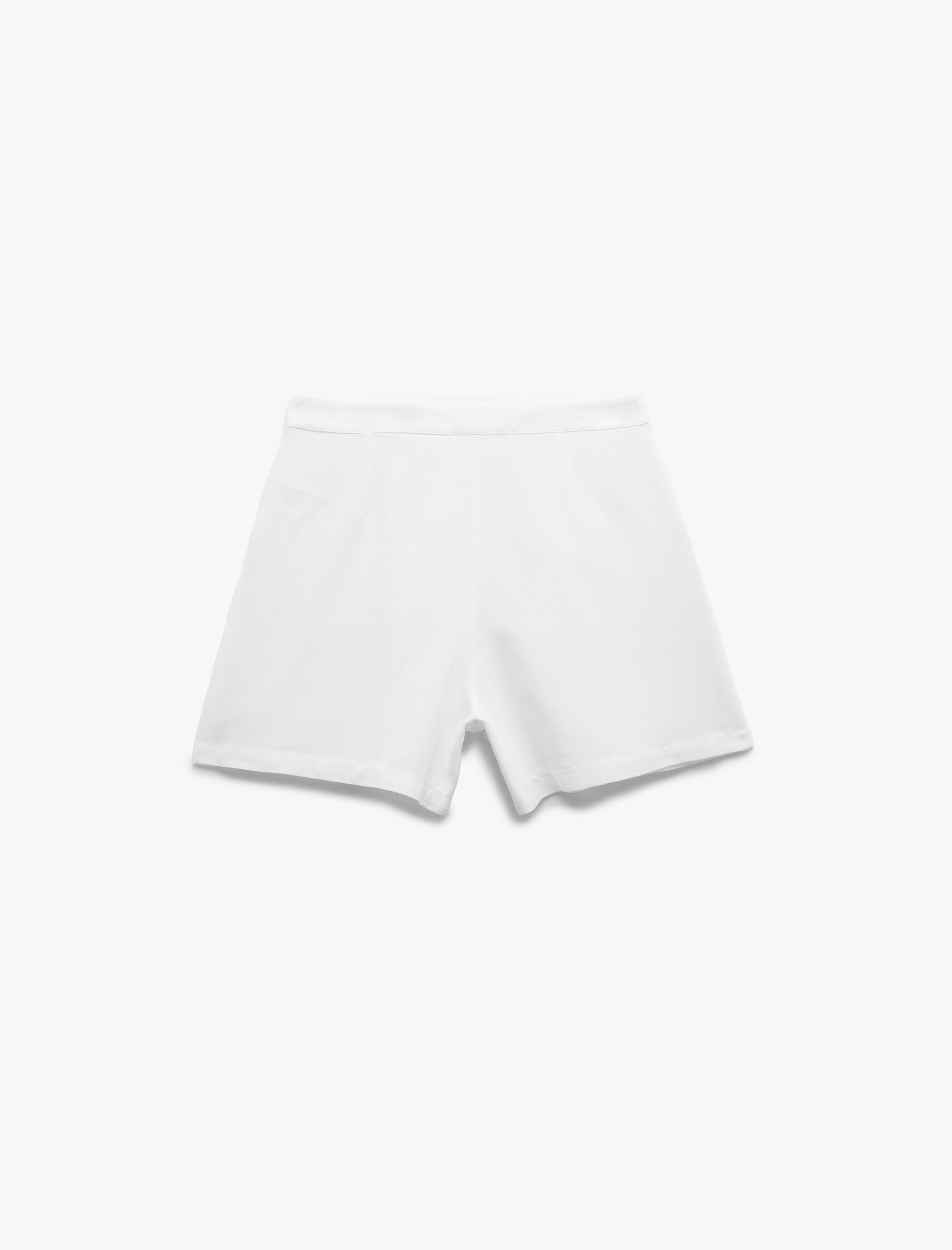   Keten Karışımlı Düğmeli Pileli Mini Şort