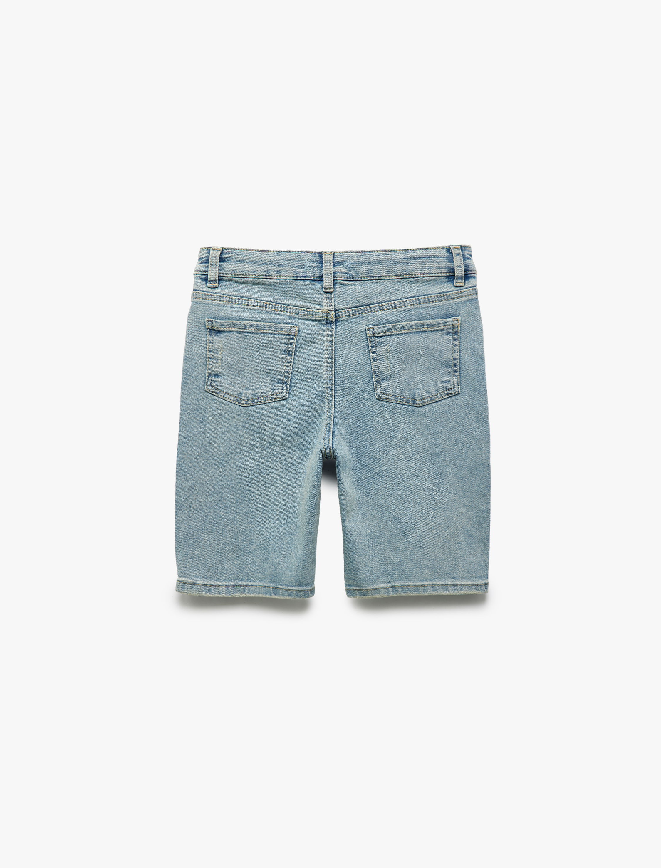  Erkek Çocuk Pamuklu Cepli Yıpratılmış Detaylı Denim Şort