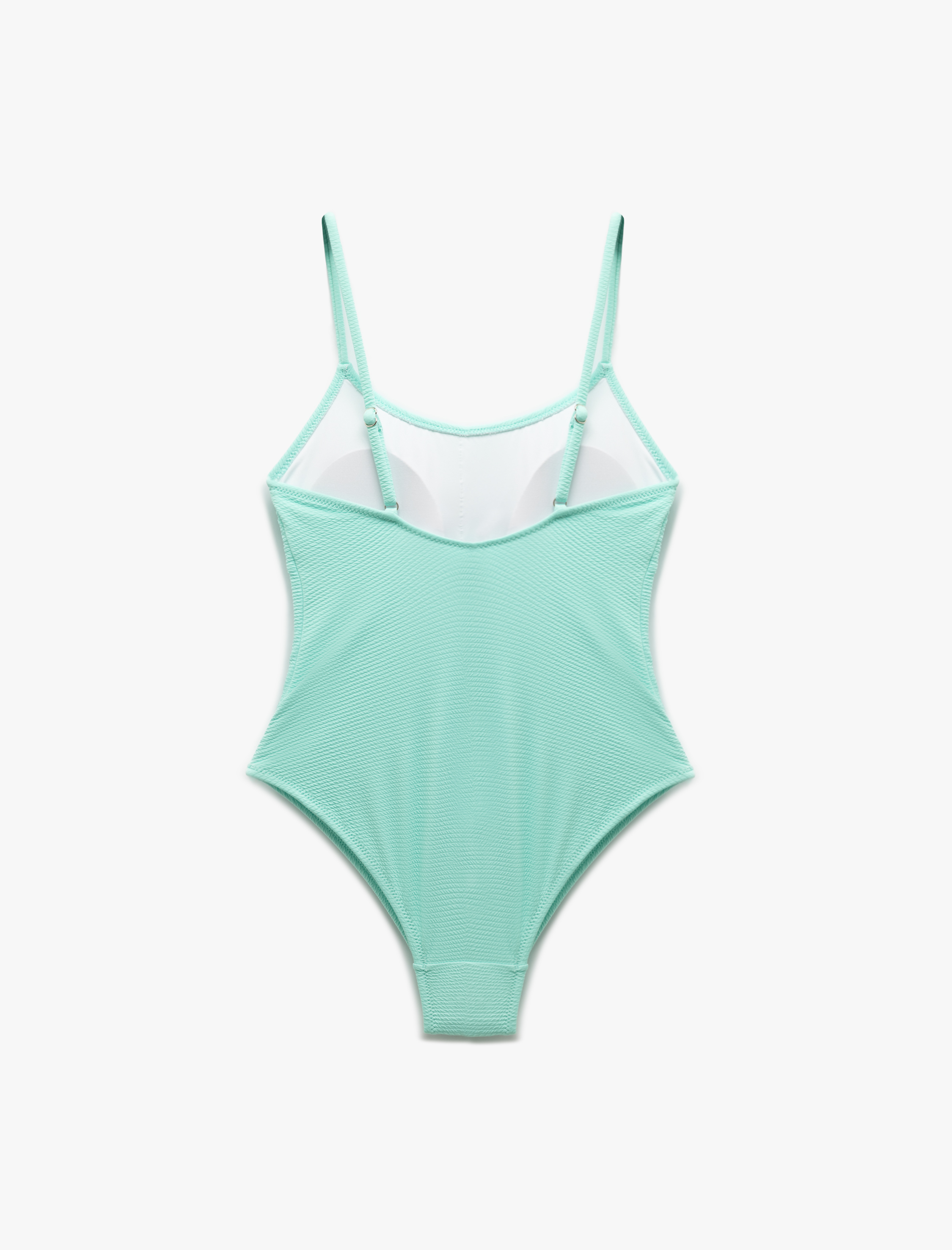   Hafif Destekli Dokulu İnce Askılı Fit Mayo