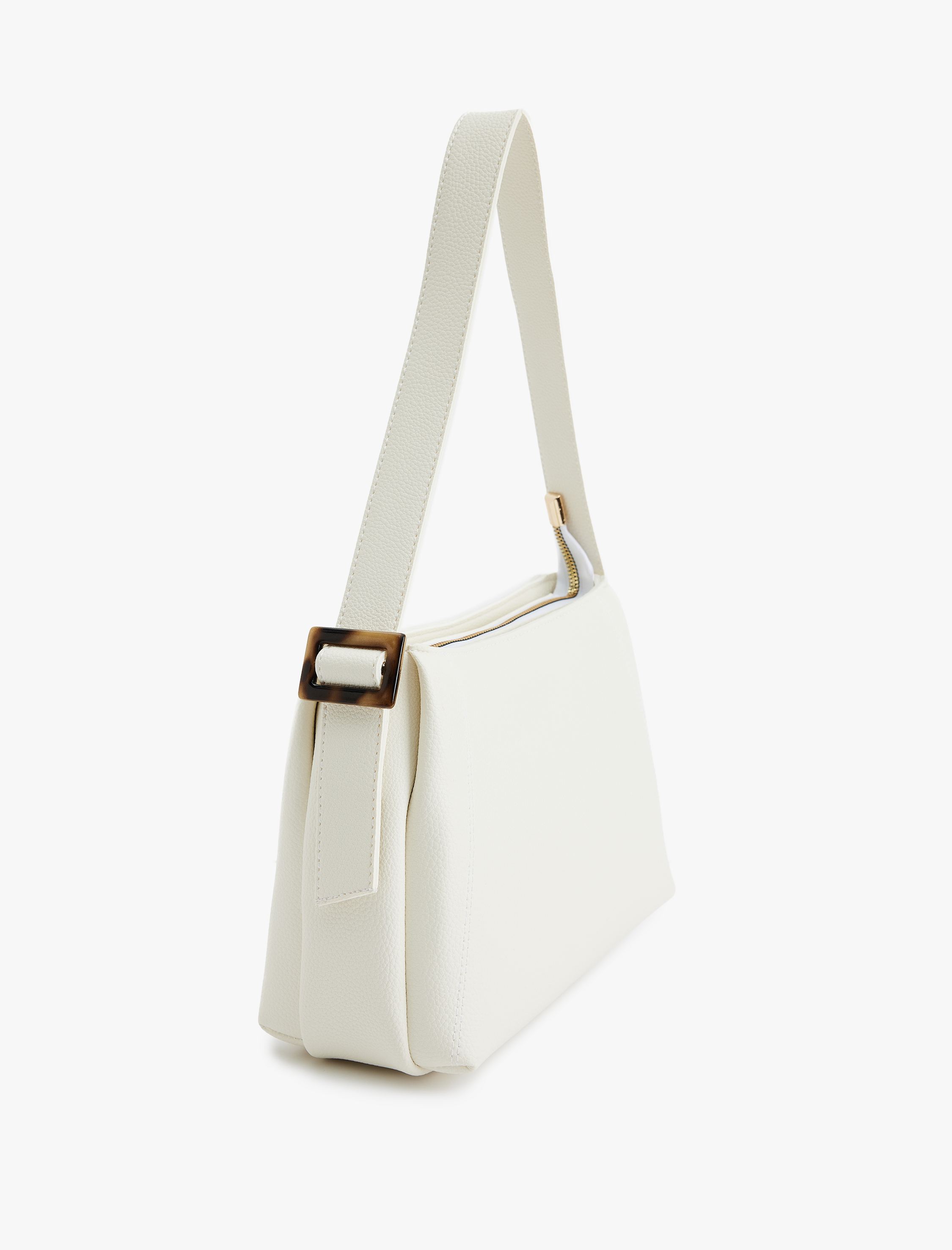  Kadın Suni Deri Fermuarlı Toka Detaylı Omuz Çantası