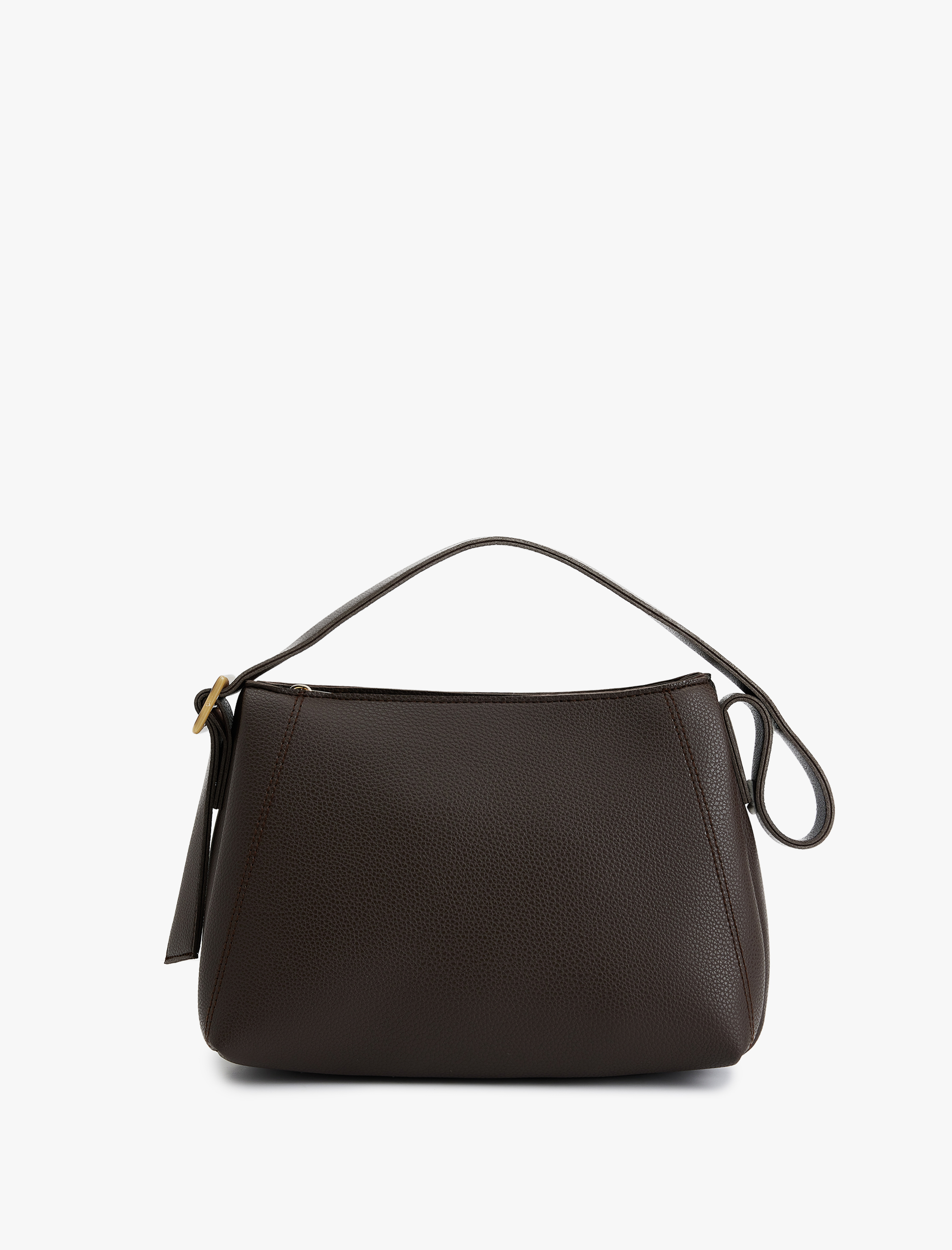  Kadın Suni Deri Fermuarlı Toka Detaylı Omuz Çantası