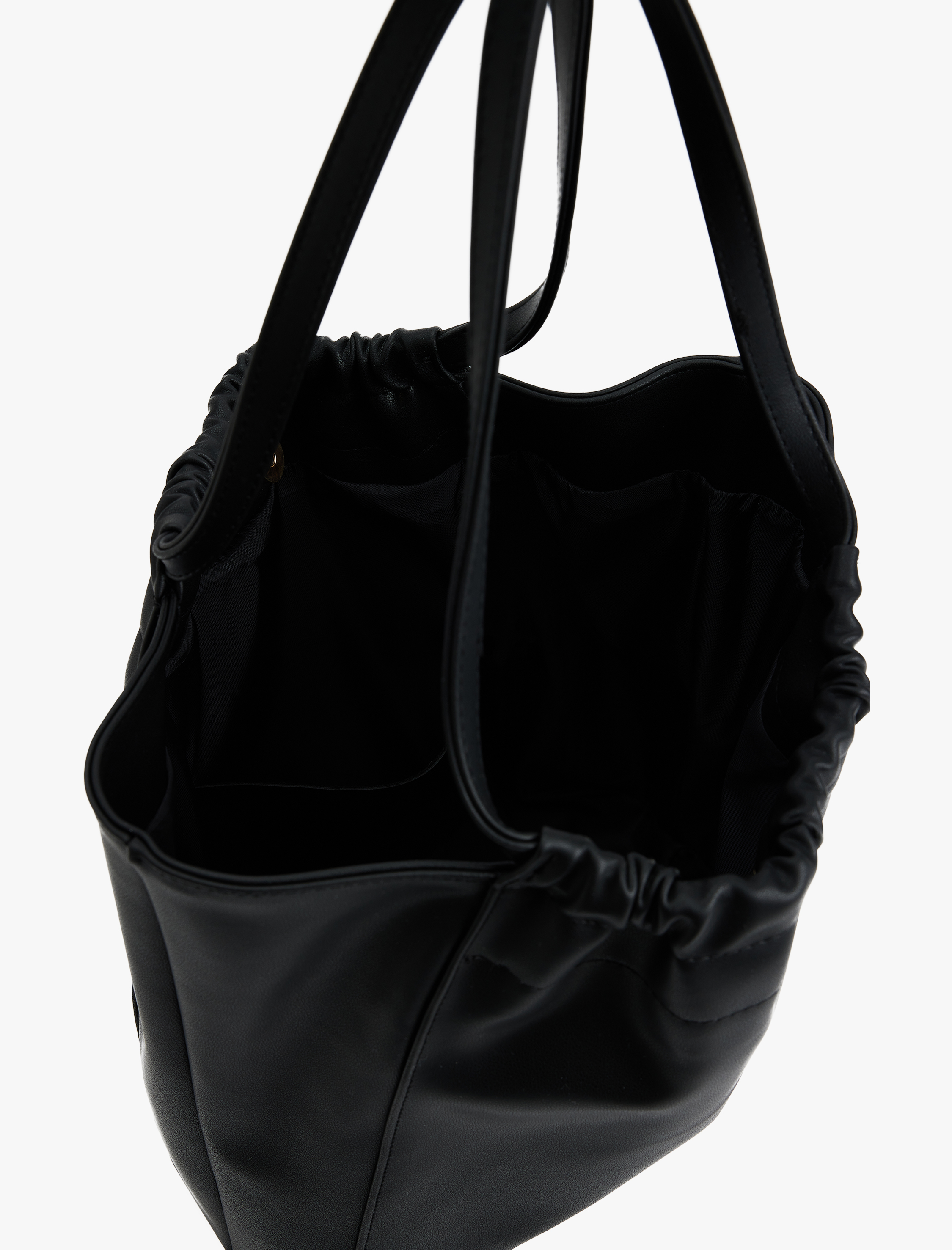  Kadın Suni Deri Saplı Büzgülü Tote Omuz Çantası