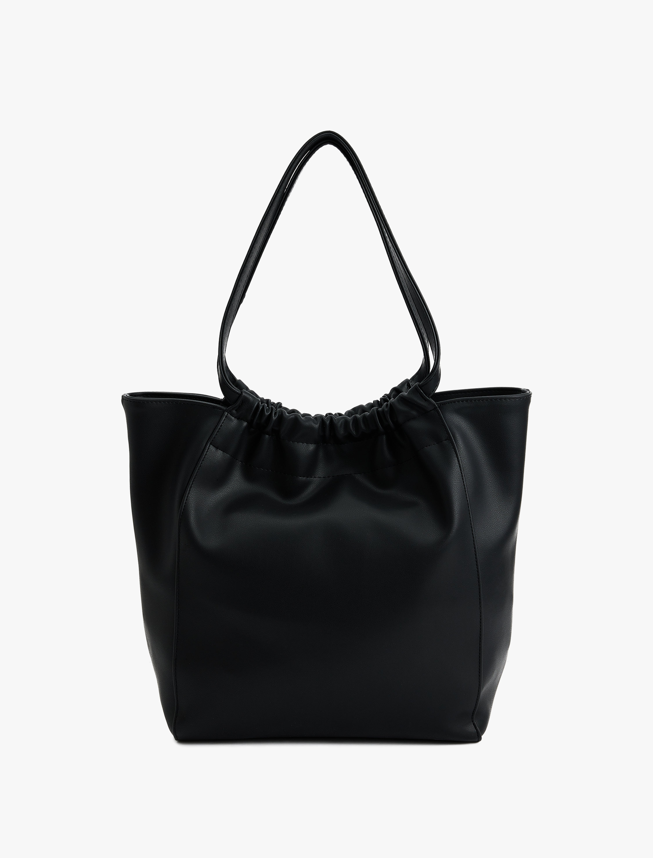  Kadın Suni Deri Saplı Büzgülü Tote Omuz Çantası