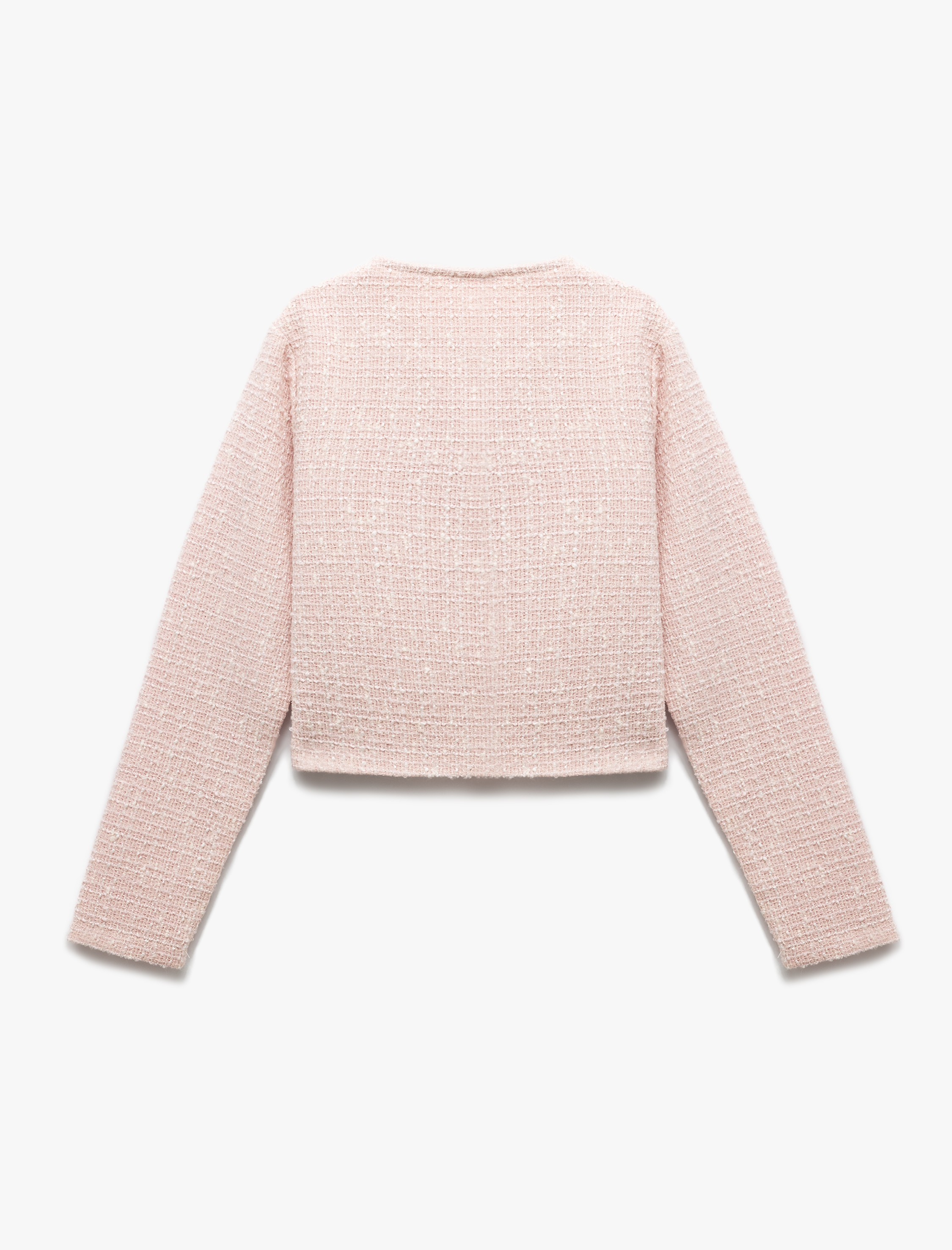  Kız Çocuk Uzun Kollu İnci Düğme Detaylı Bisiklet Yaka Tüvit Ceket