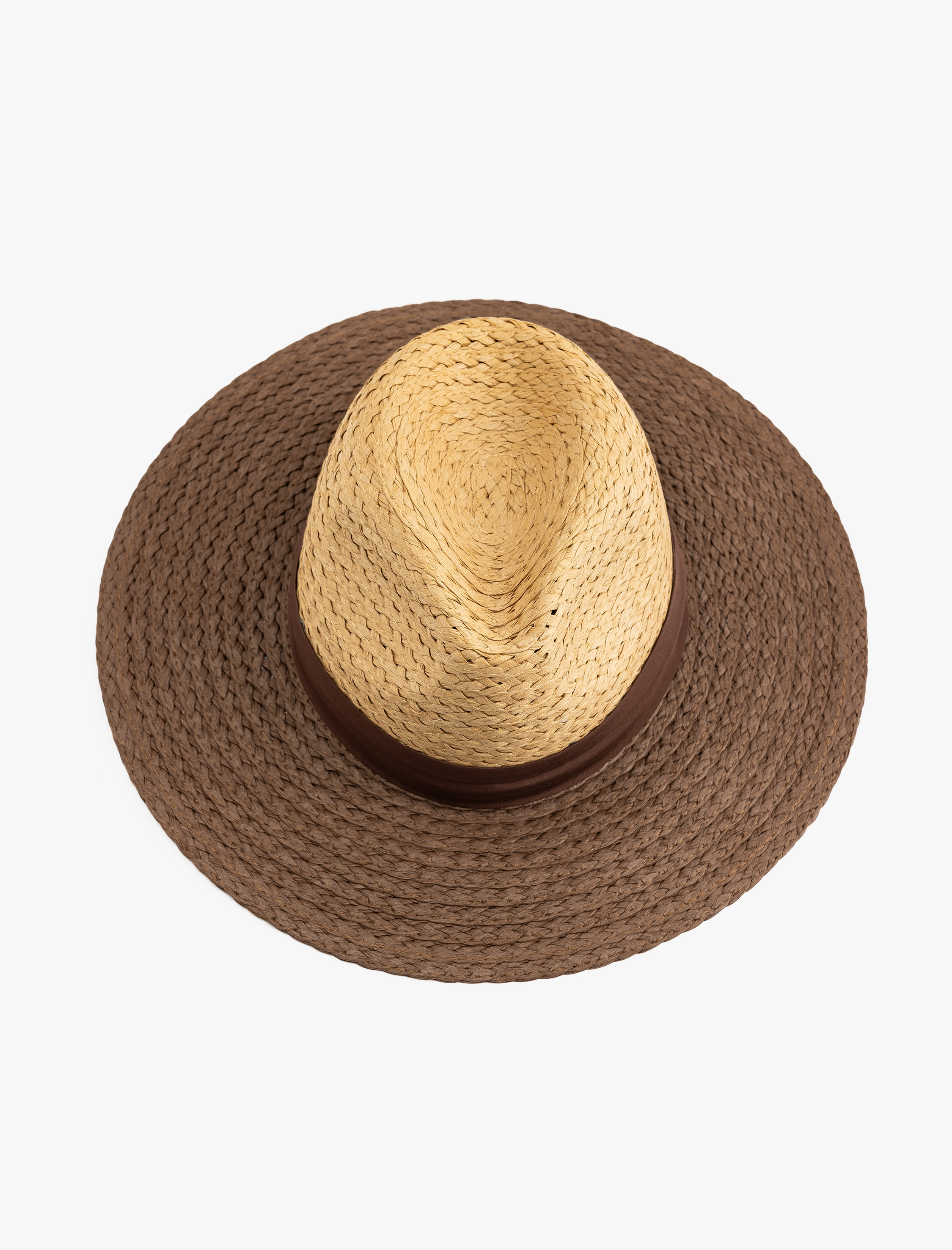  Kadın Bant Detaylı Renk Kontrastlı Hasır Şapka