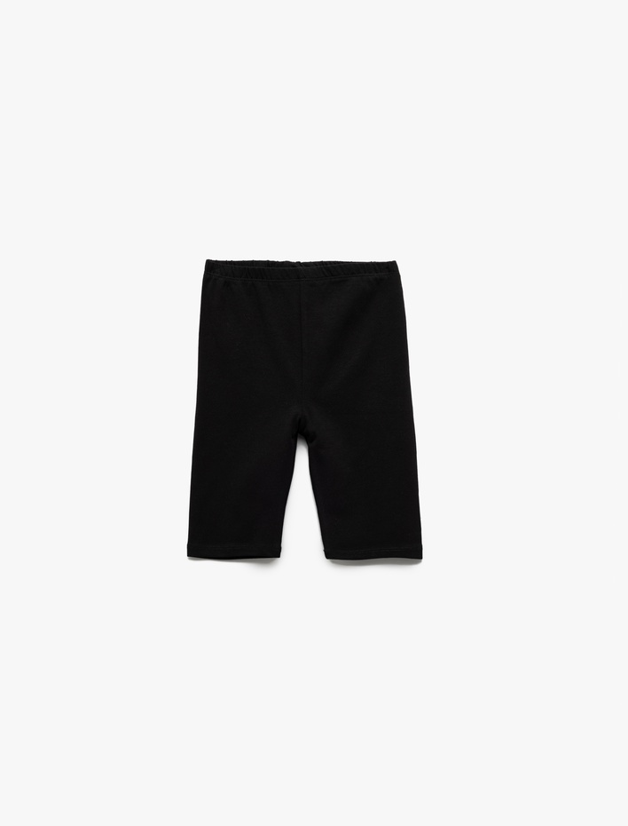 Kız Çocuk Pamuklu Beli Lastikli  2'li Basic Kısa Tayt Seti