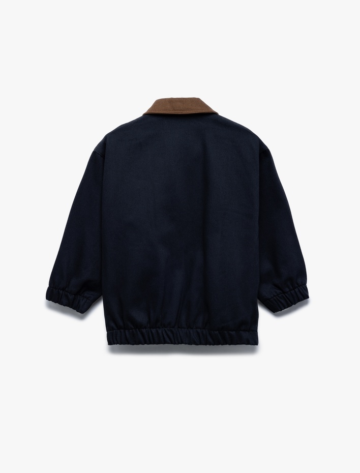 Erkek Çocuk Pamuklu Fermuar Detaylı Uzun Kollu Mevsimlik Bomber Ceket