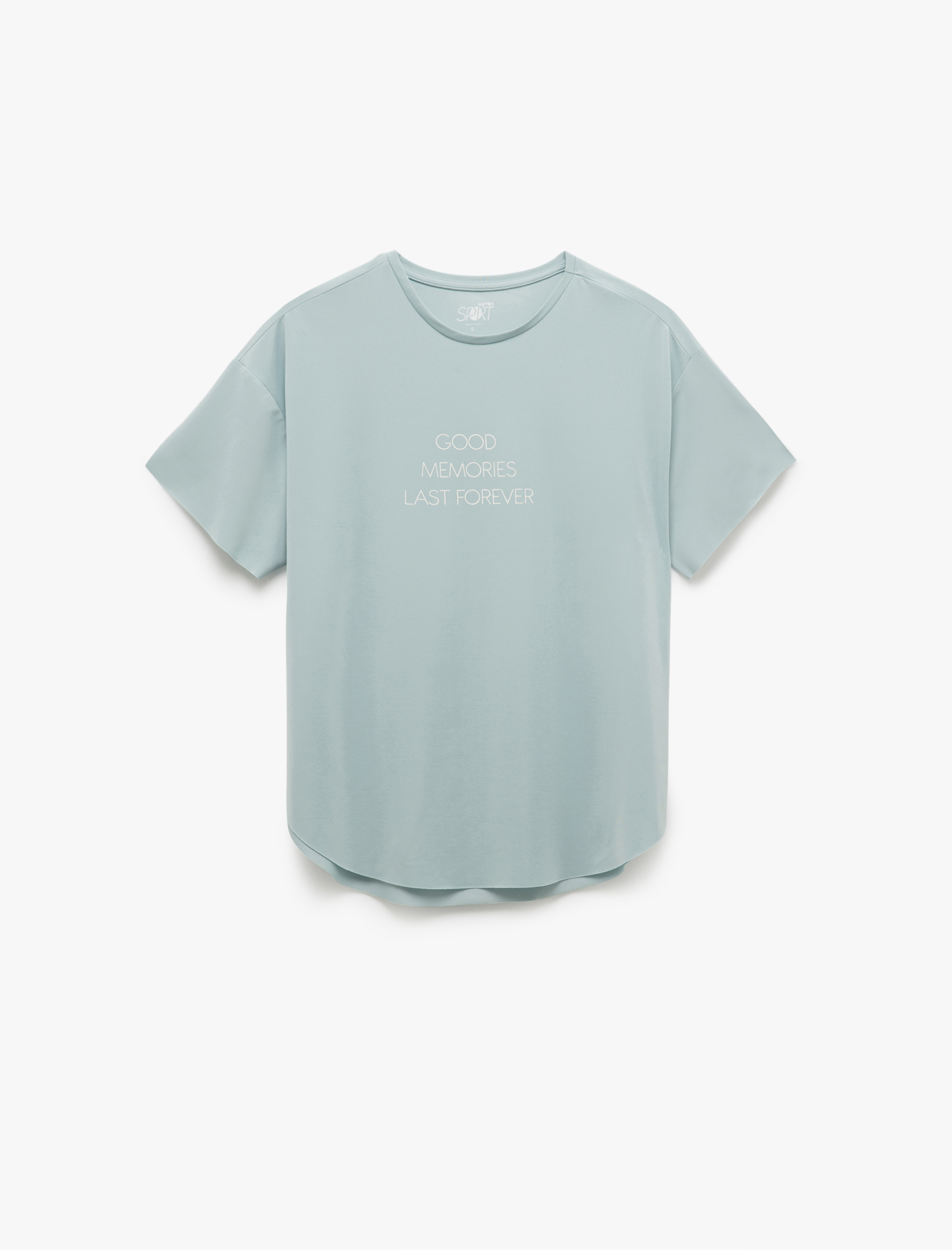   Yırtmaç Detaylı Bisiklet Yaka Baskılı Oversize Spor Tişört