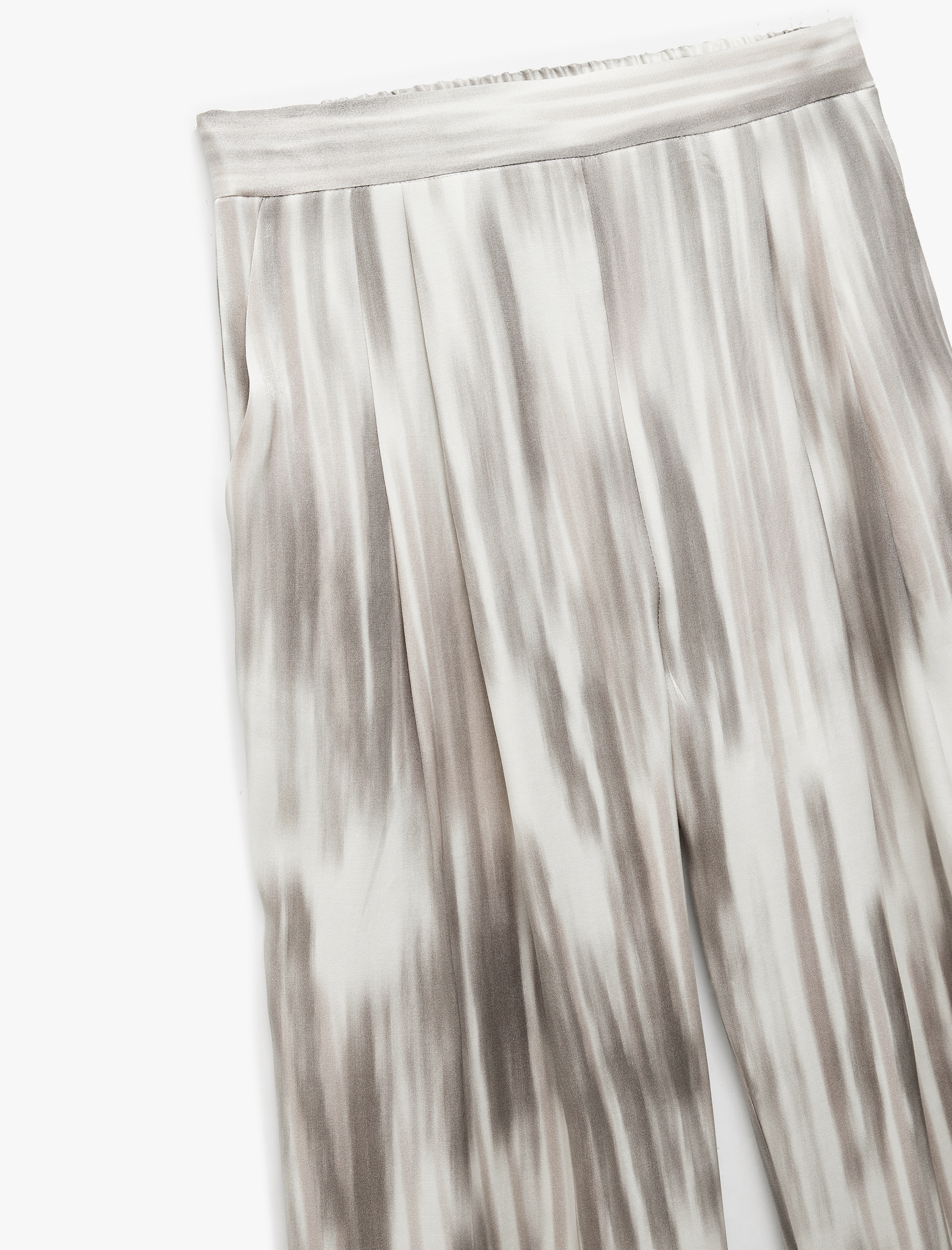   Renk Geçişli Desenli Cepli Saten Palazzo Pantolon