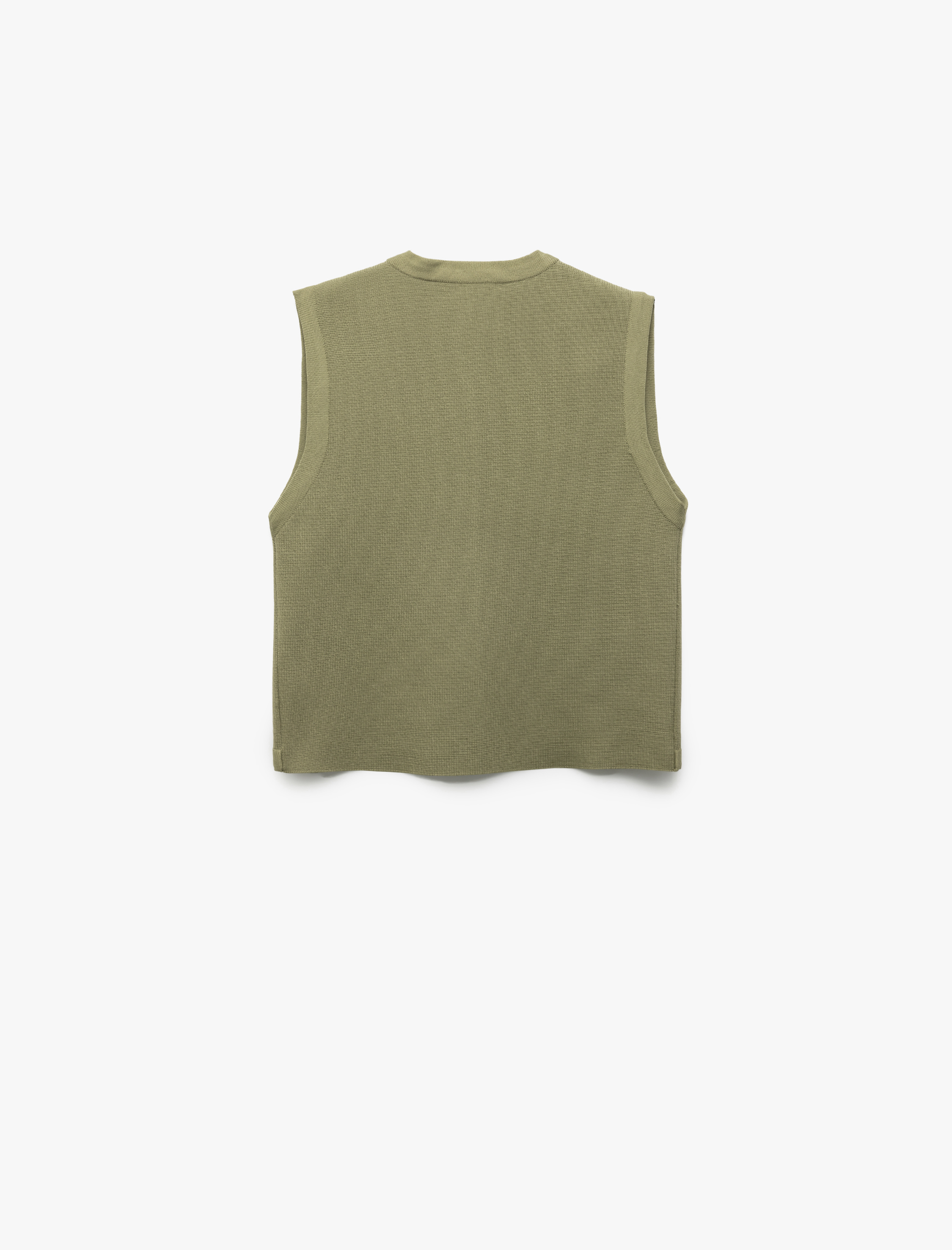   Aplike Detaylı Bisiklet Yaka Kolsuz Triko Yelek