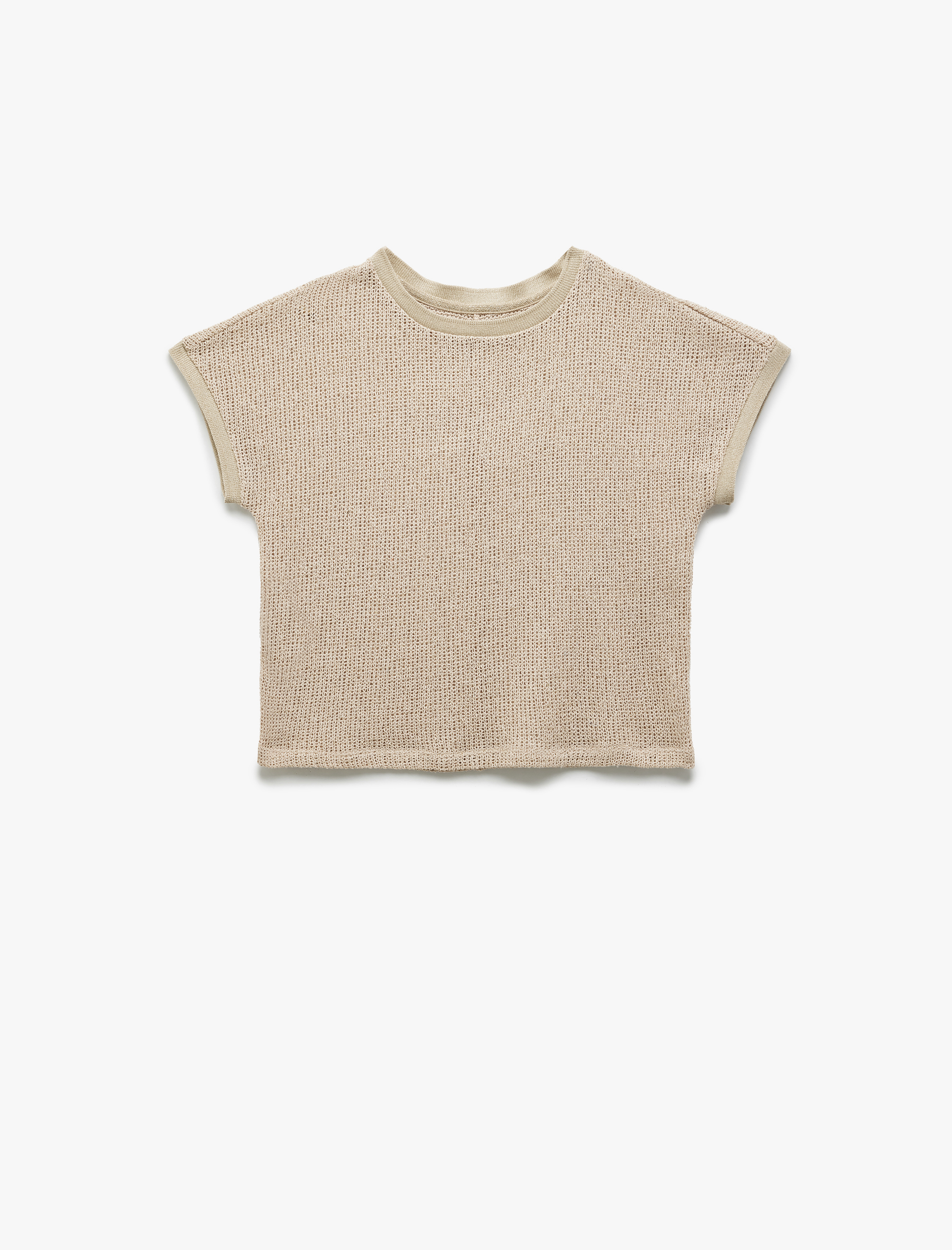   Kolsuz Bisiklet Yaka File Ajurlu Tişört