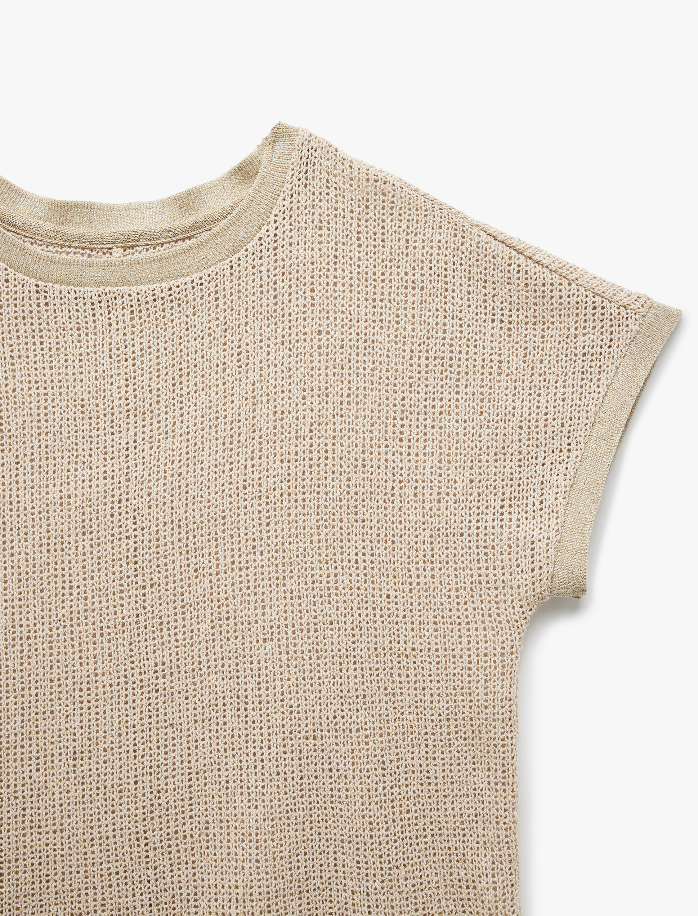   Kolsuz Bisiklet Yaka File Ajurlu Tişört