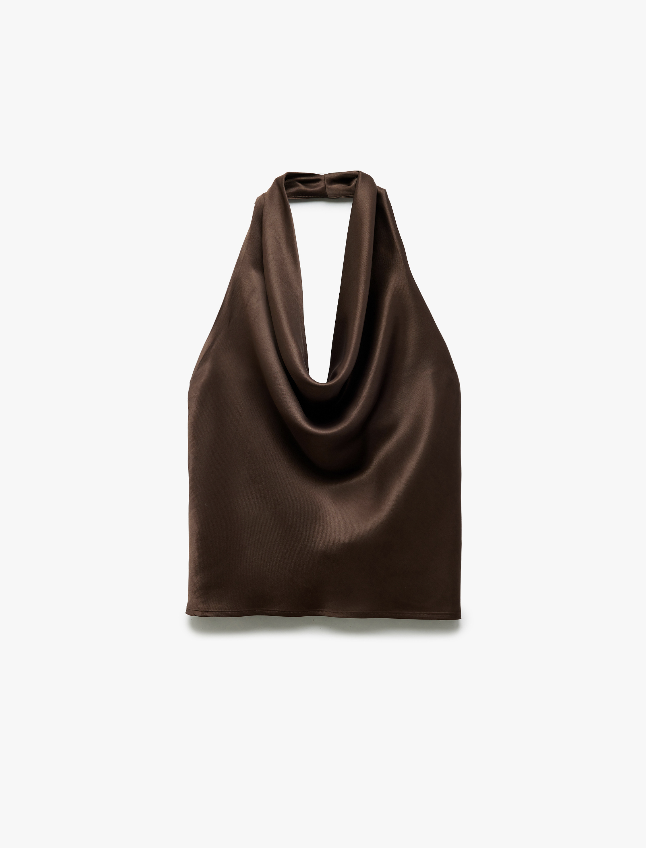   Sırt Dekolteli Kolsuz Degaje Yaka Saten Bluz