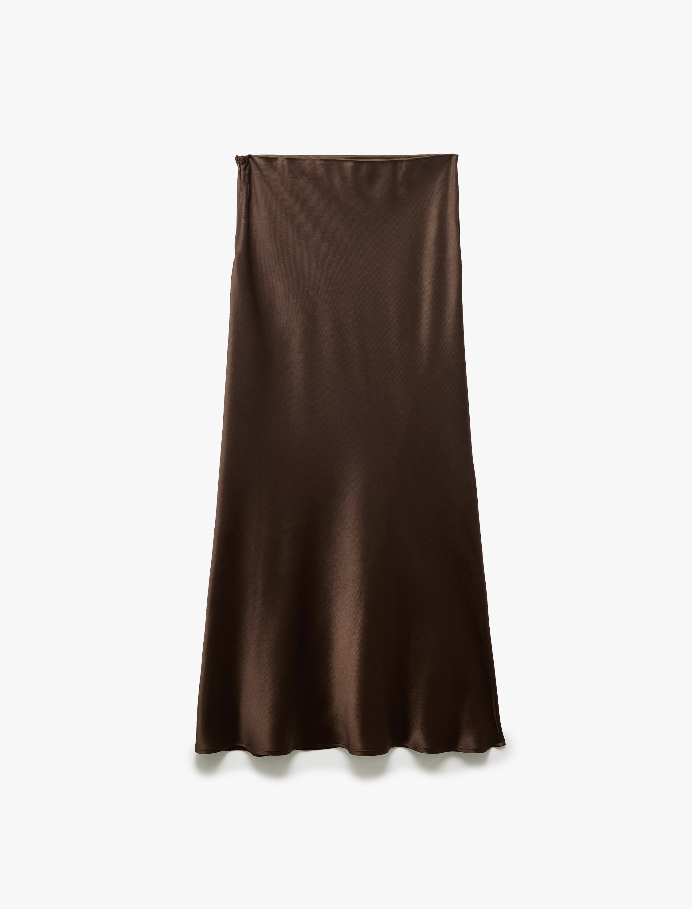   Standart Bel Kloş Uzun Saten Etek