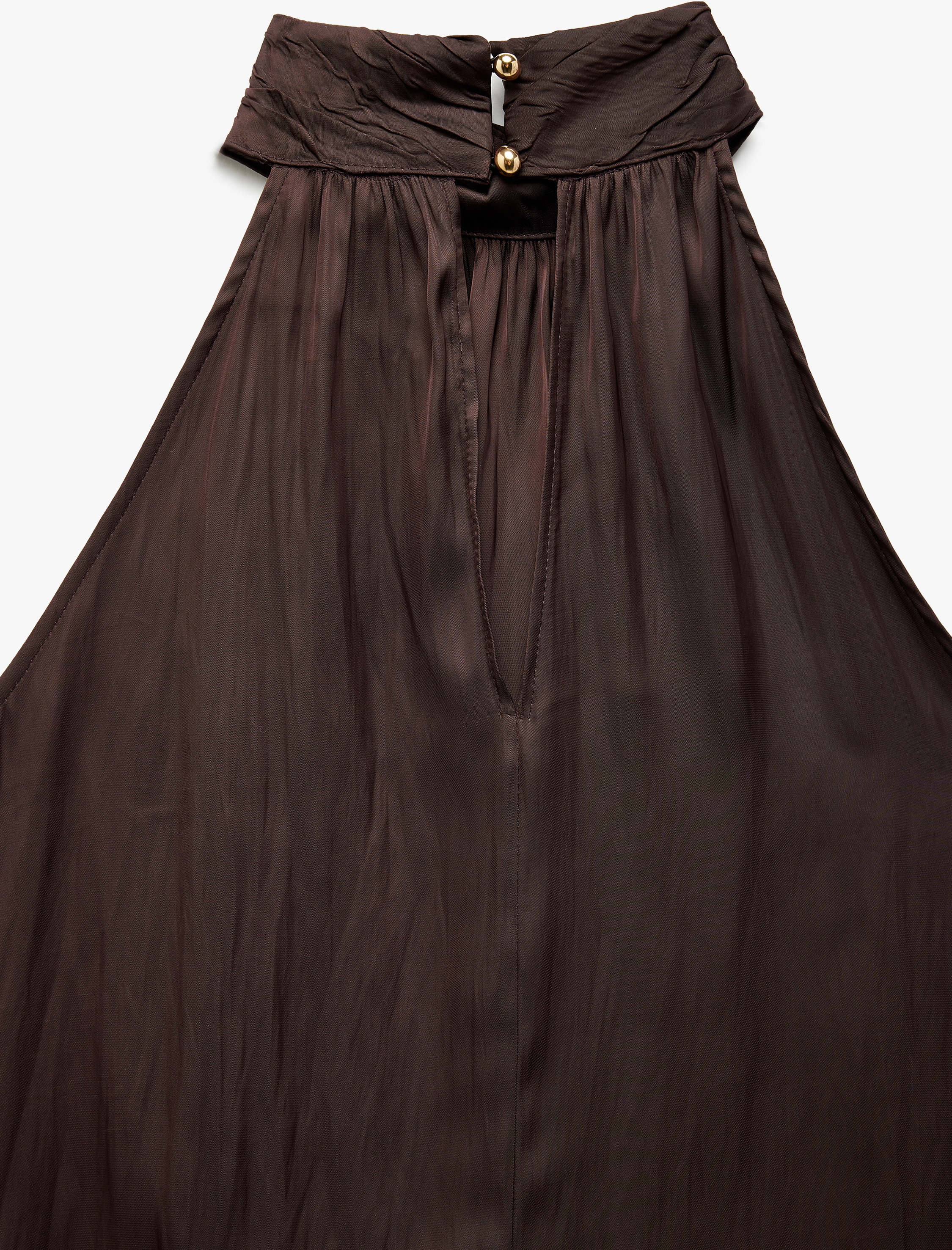   Asimetrik Kolsuz Halter Yaka Saten Bluz