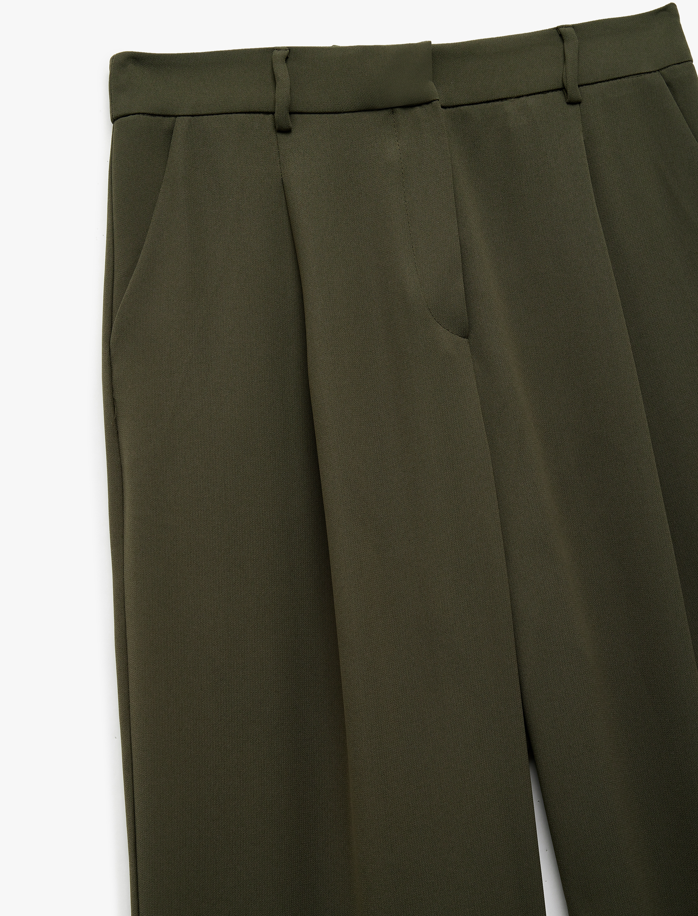   Pile Detaylı Cepli Yüksek Bel Palazzo Pantolon