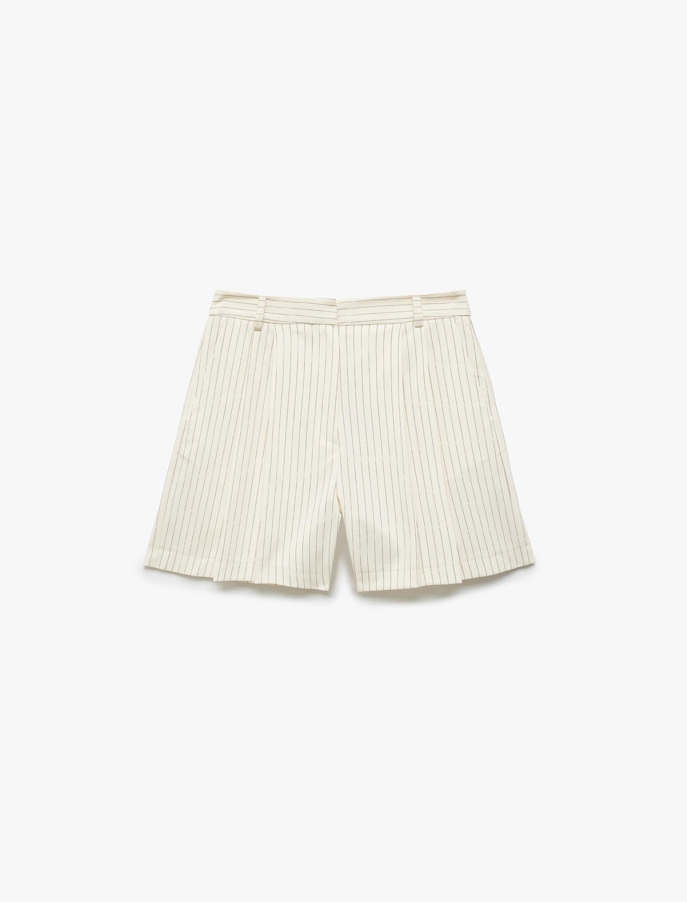   Rahat Kesim Cepli Yüksek Bel Çizgili Şort