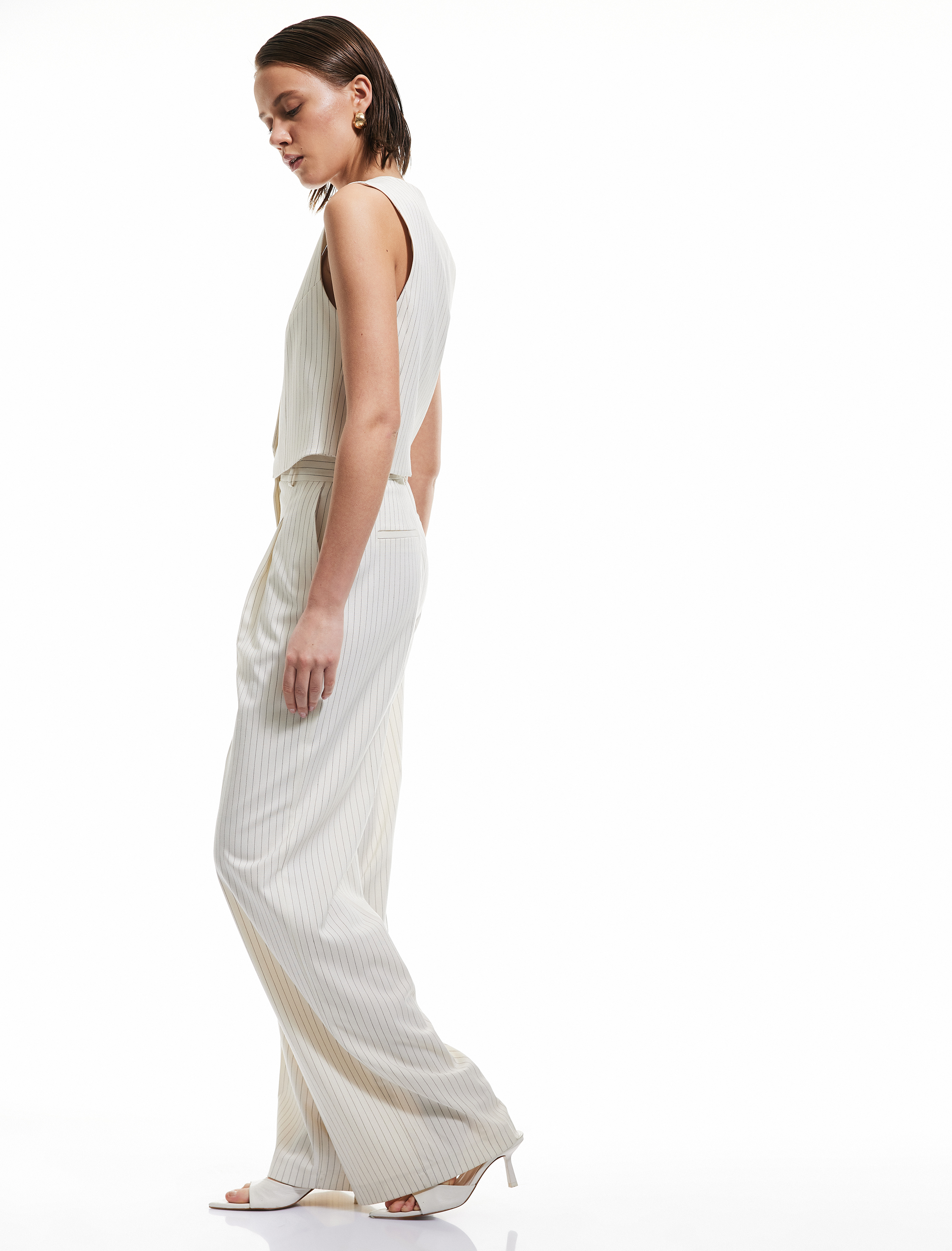   Cepli Pile Detaylı Yüksek Bel Palazzo Pantolon