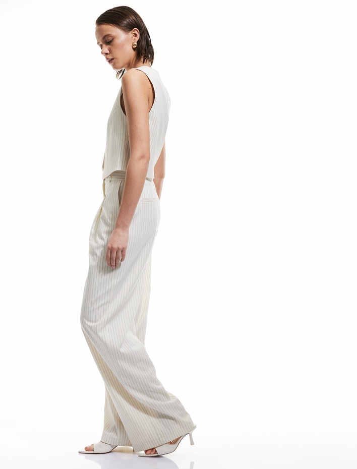  Cepli Pile Detaylı Yüksek Bel Palazzo Pantolon