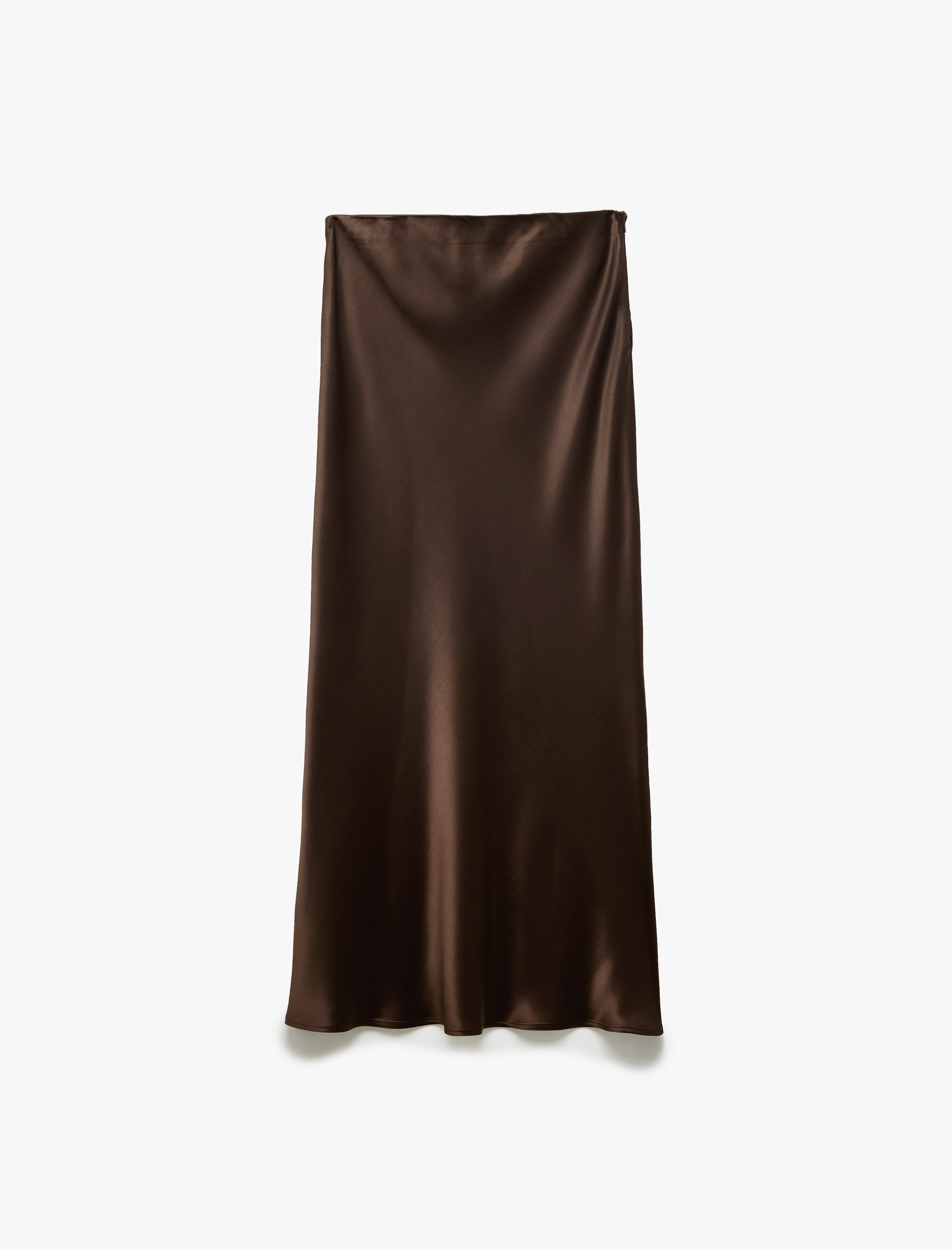   Standart Bel Kloş Uzun Saten Etek