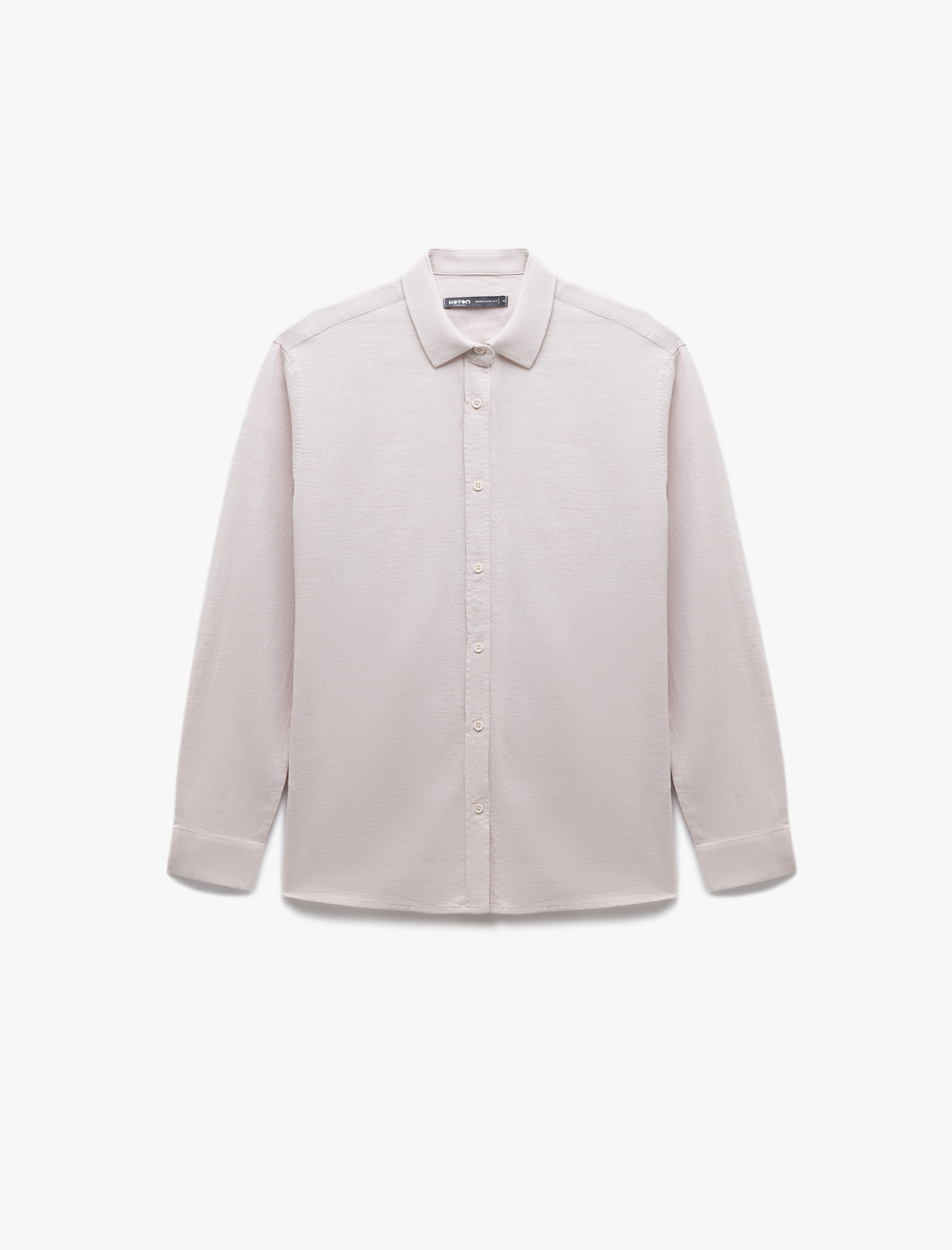   Pamuklu Düğmeli Regular Fit Armürlü Uzun Kollu Gömlek