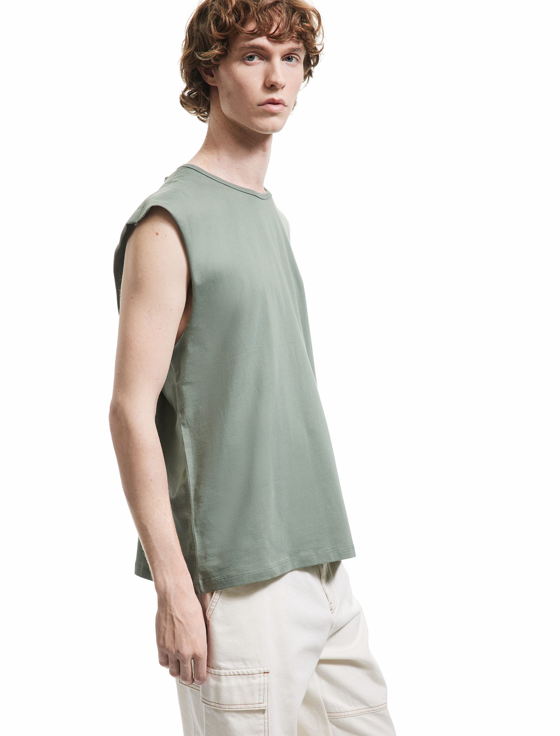   Pamuklu Bisiklet Yaka Basic Kolsuz Tişört