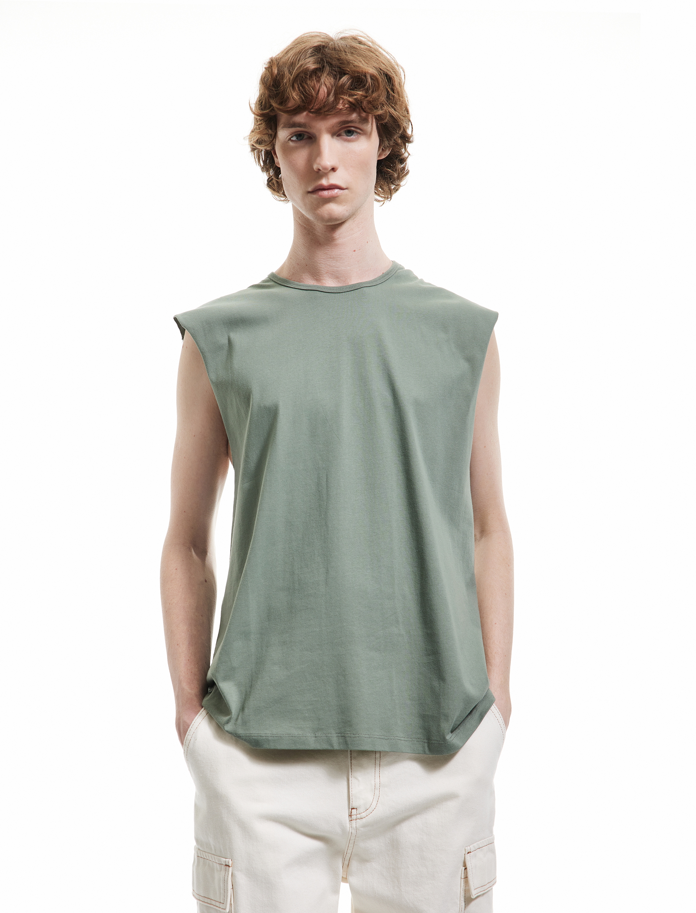   Pamuklu Bisiklet Yaka Basic Kolsuz Tişört