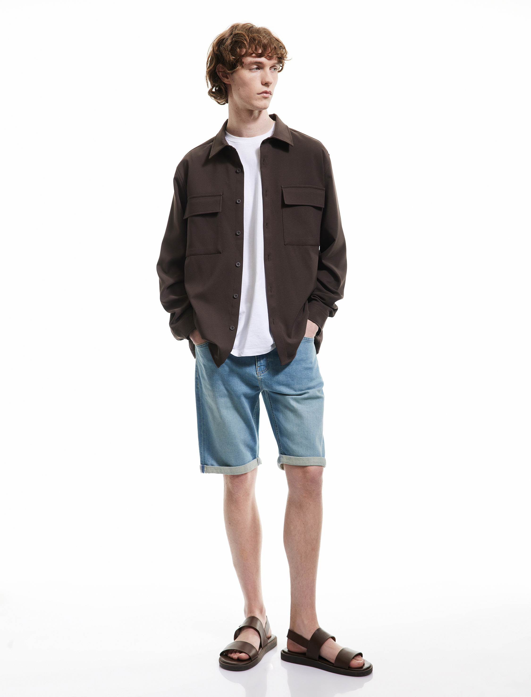   Katlamalı Paça Bermuda Slim Fit Denim Şort