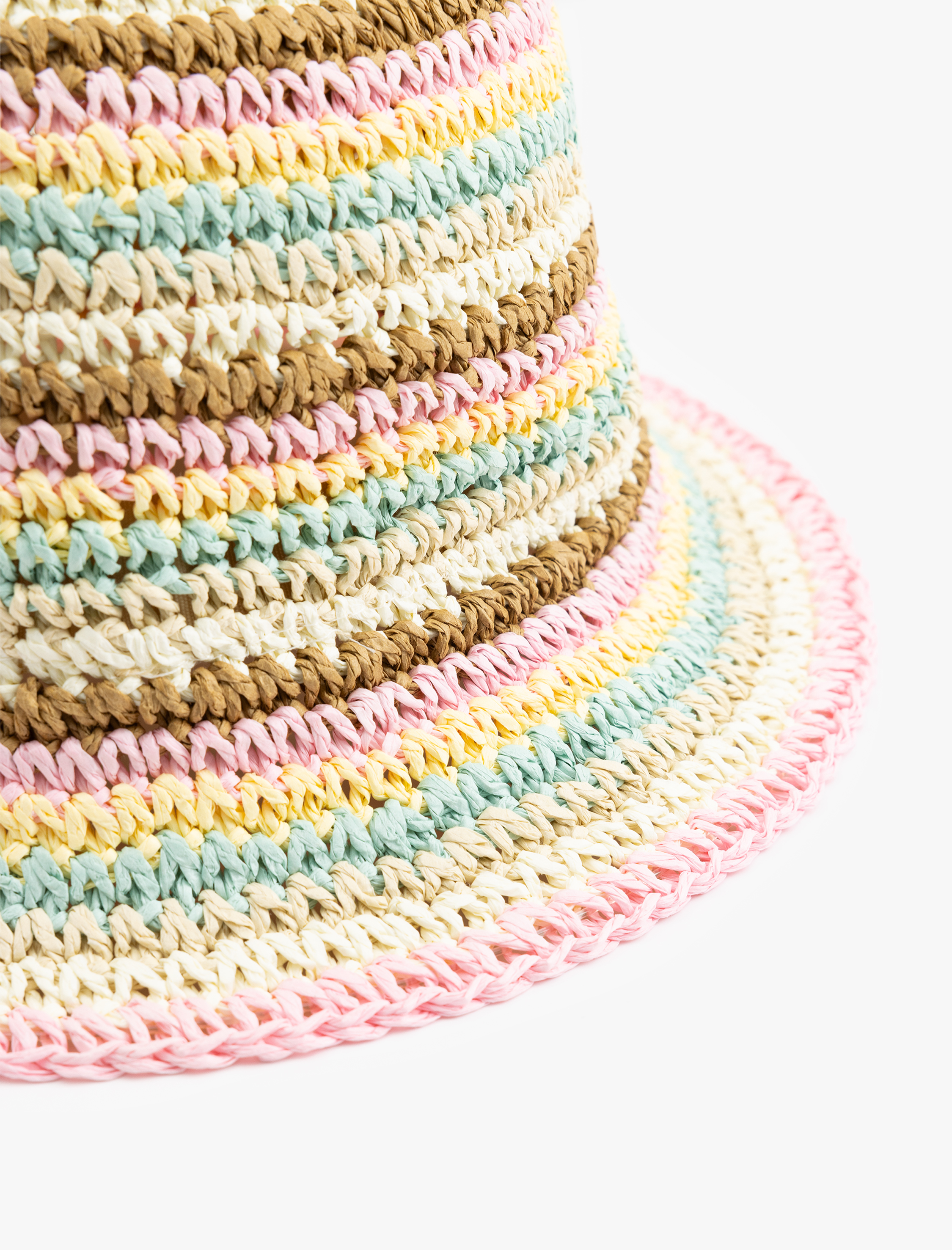  Kız Çocuk Çok Renkli Hasır Şapka