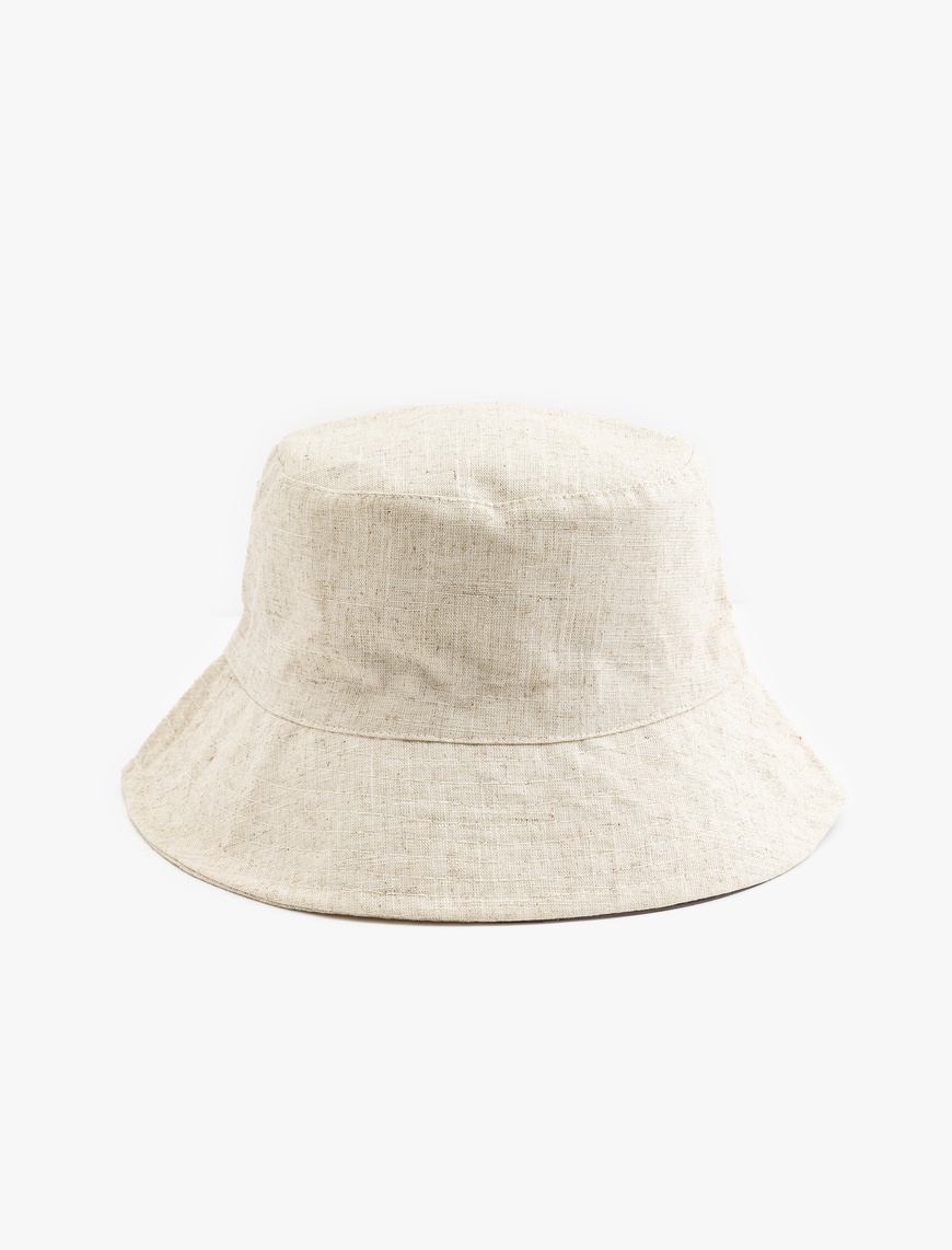  Kadın Viskon ve Keten Karışımlı Basic Bucket Şapka
