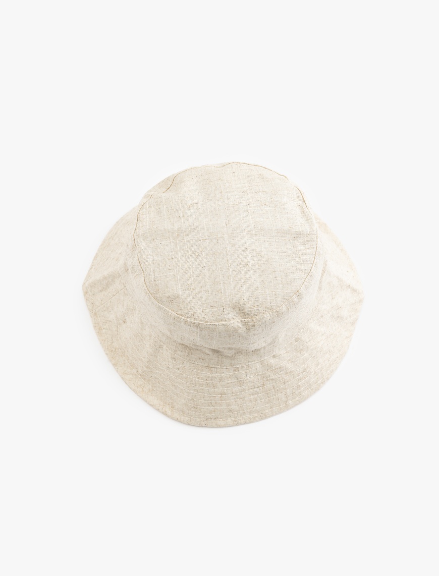  Kadın Viskon ve Keten Karışımlı Basic Bucket Şapka