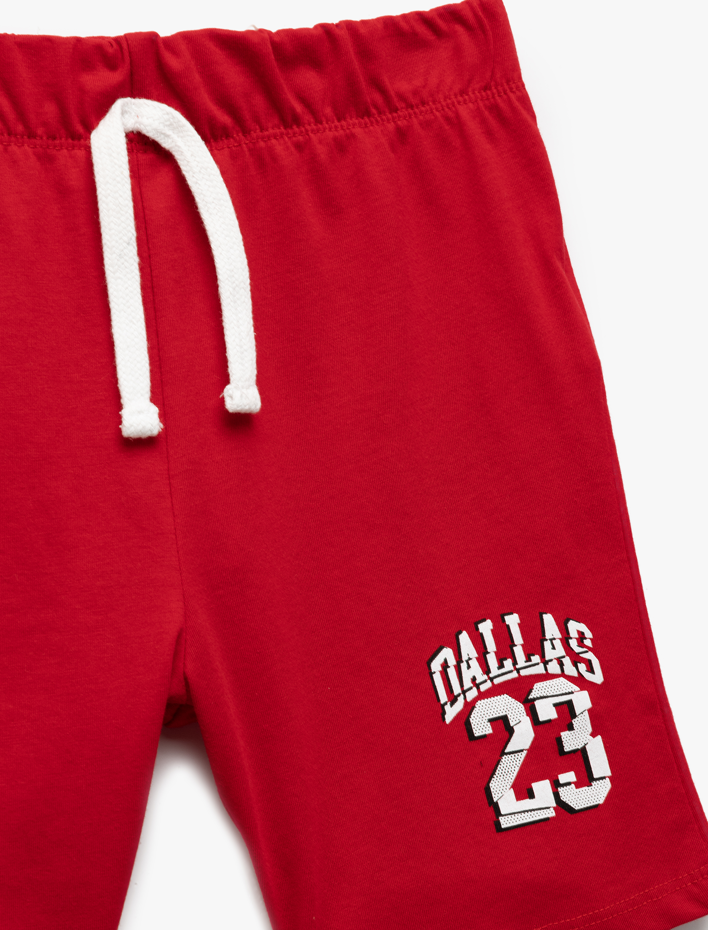  Erkek Çocuk Baskı Detaylı Beli Lastikli Pamuklu Şort