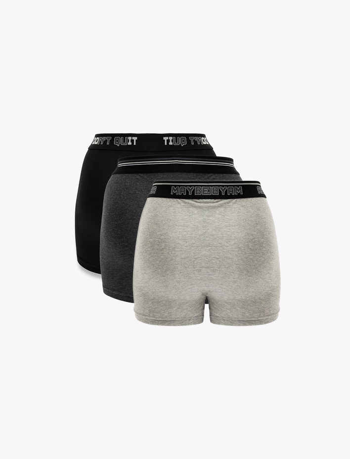  Lastik Detaylı Pamuklu 3'lü Boxer Seti
