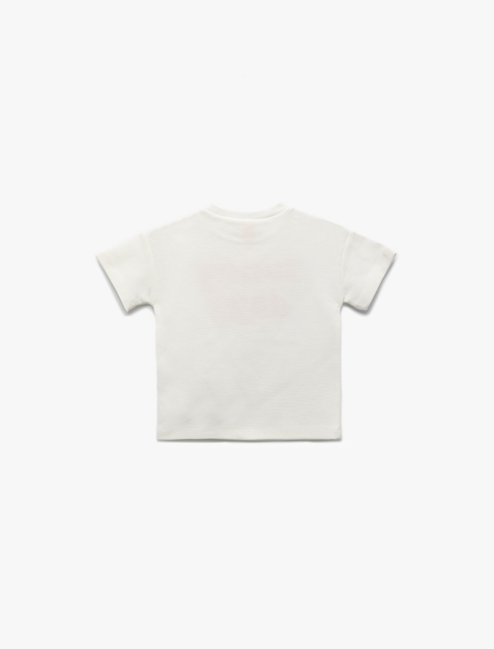 Erkek Bebek Nakışlı Bisiklet Yaka Kısa Kollu Pamuklu Tişört