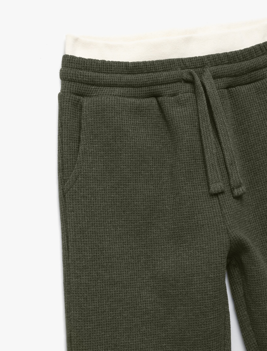  Erkek Çocuk Ribanalı Beli Bağlamalı Cepli Şardonlu Basic Eşofman Altı