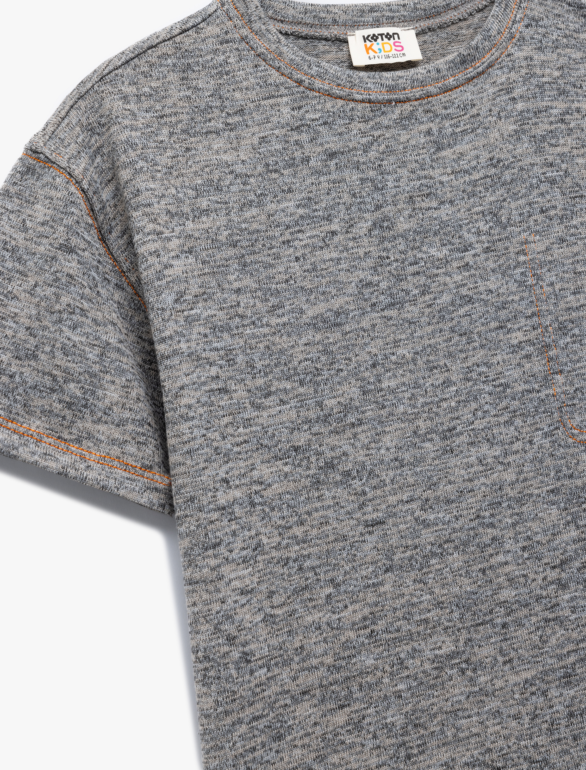  Erkek Çocuk Dikiş Detaylı Kısa Kollu Bisiklet Yaka Tişört