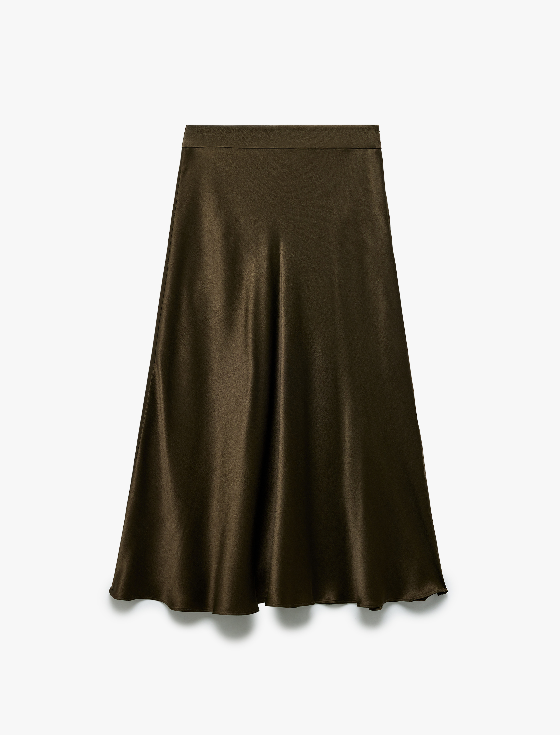   Standart Bel Kloş Midi Saten Etek