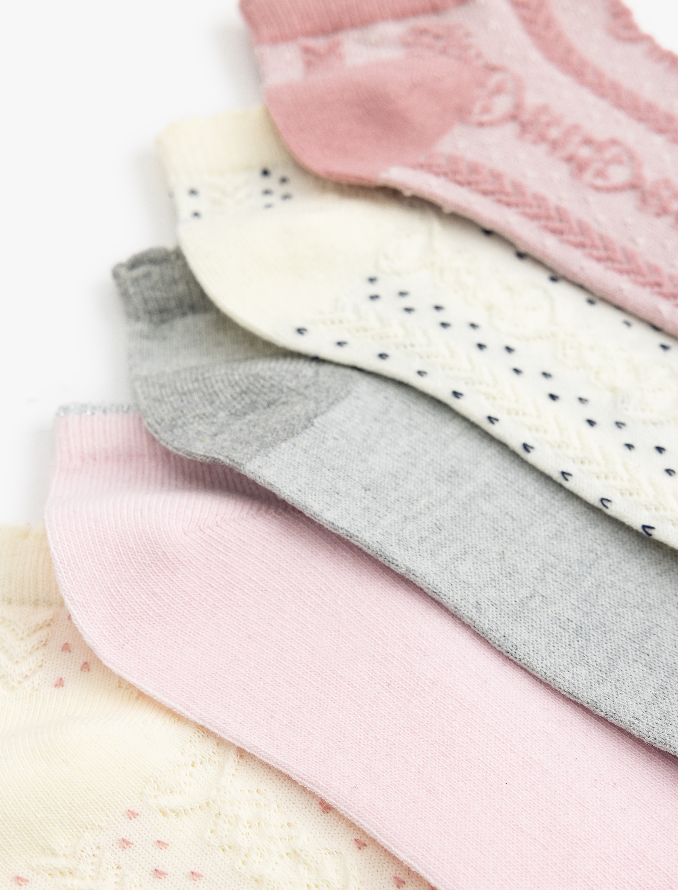  Kadın Çok Renkli 5'li Dokulu Patik Çorap Seti