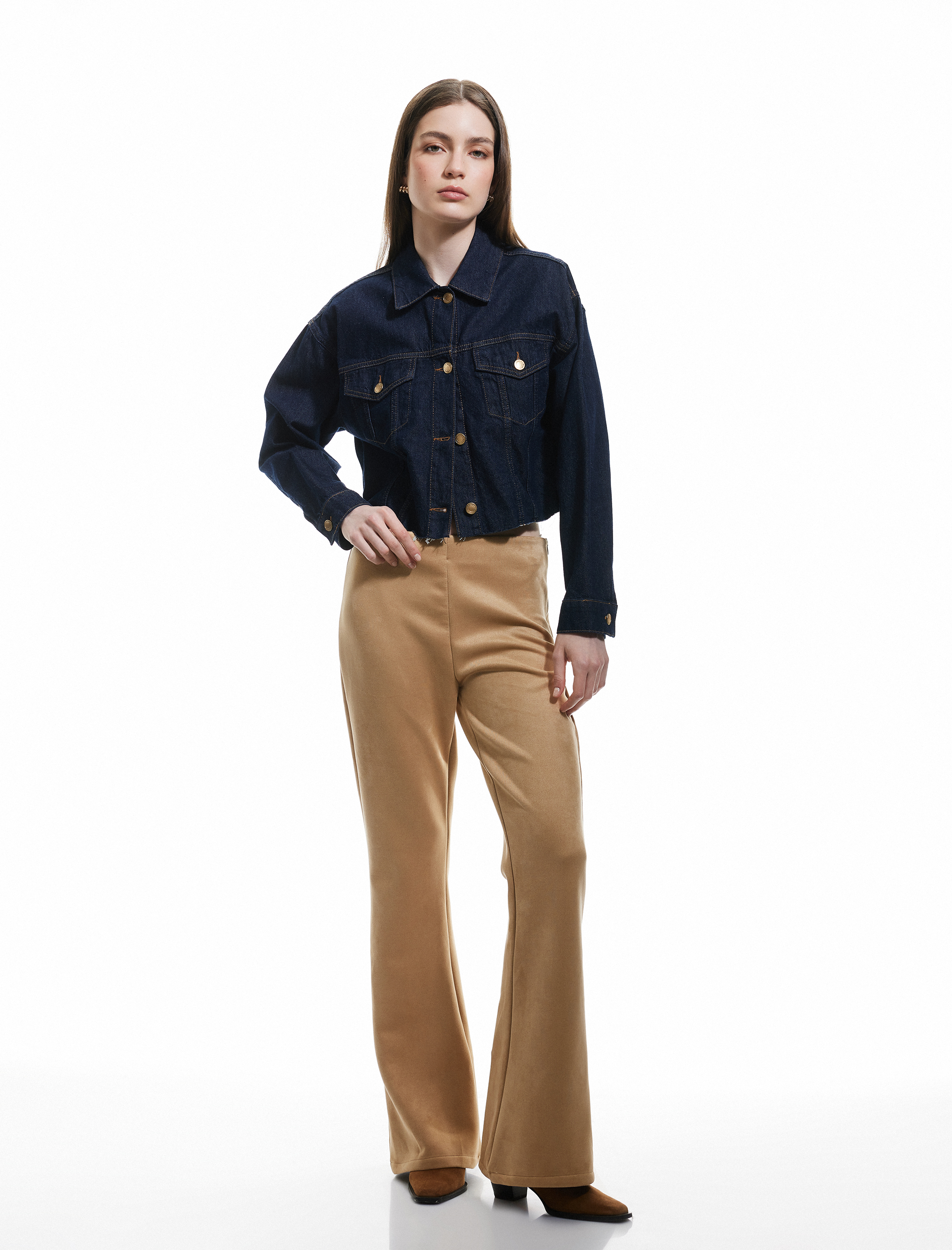   Suni Süet Pantolon İspanyol Paça