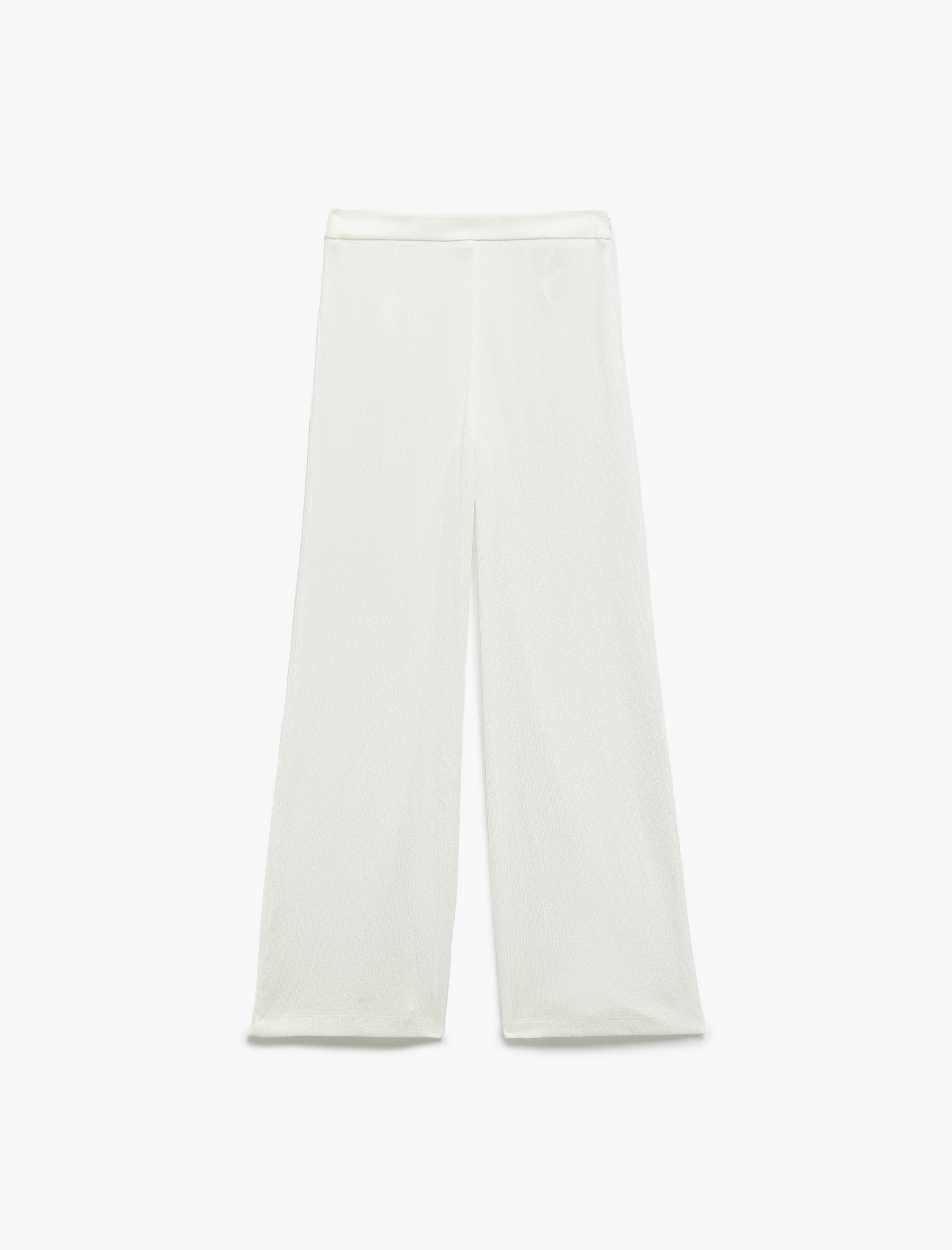 Dokulu Yüksek Bel Bol Paça Pantolon