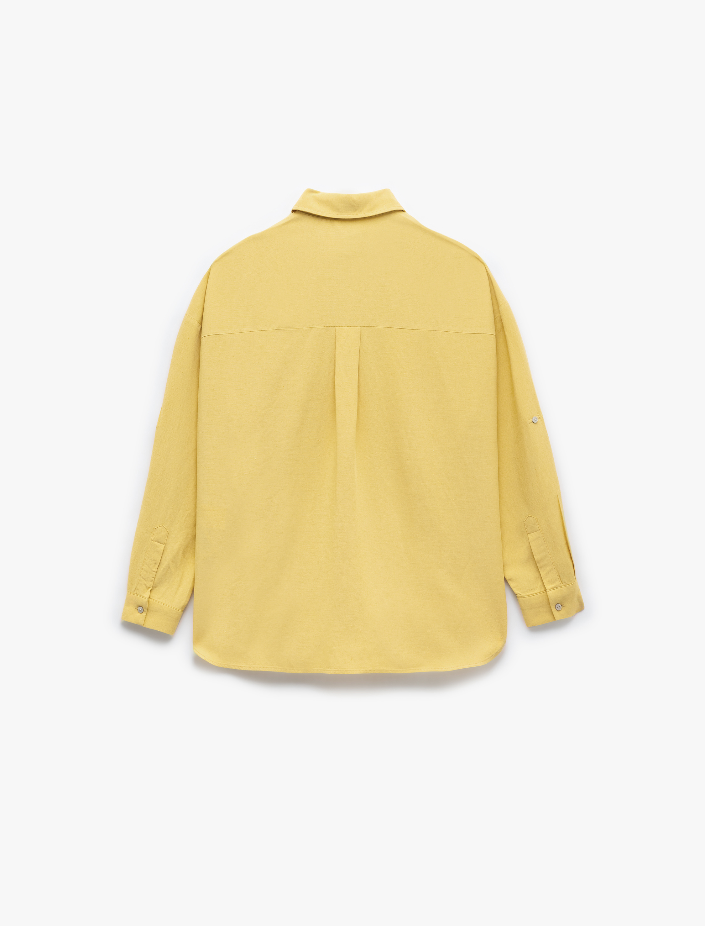   Cepli Viskon Keten Karışımlı Uzun Kollu Gömlek