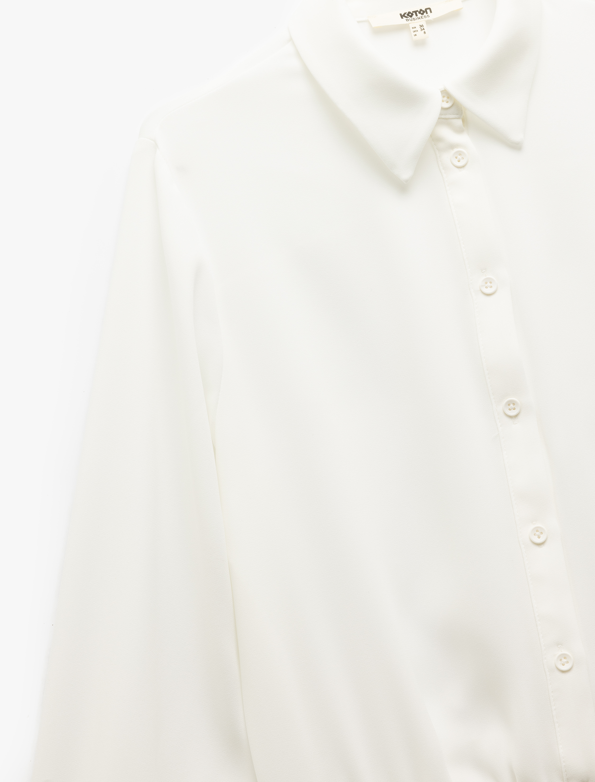   Düğmeli Uzun Kollu Klasik Yaka Krep Gömlek