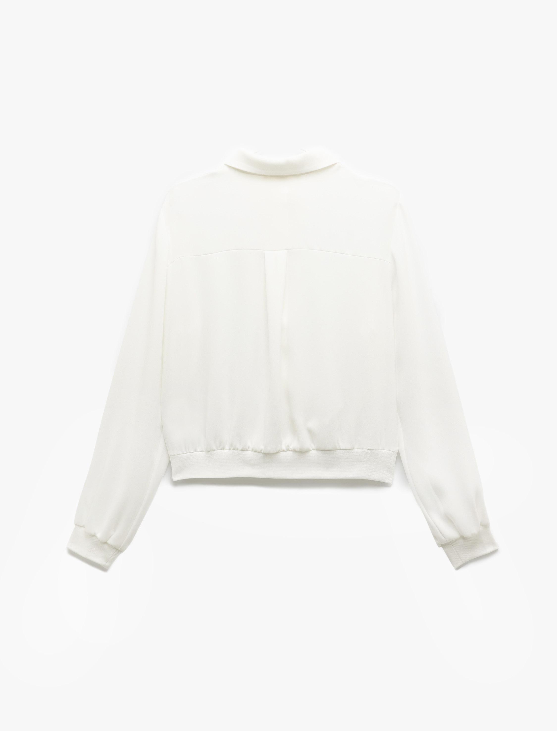   Düğmeli Uzun Kollu Klasik Yaka Krep Gömlek