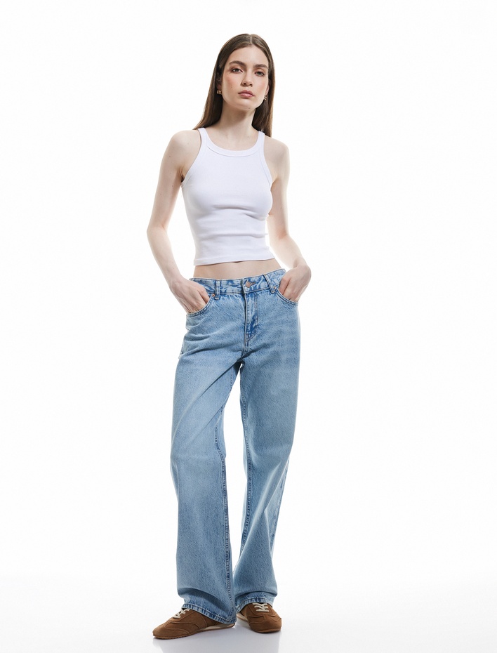  Pamuklu Standart Bel Straight Fit Jean