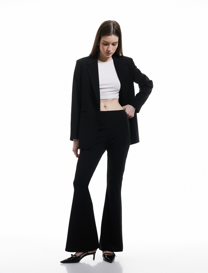  Krep Scuba Kumaş İspanyol Paça Tayt