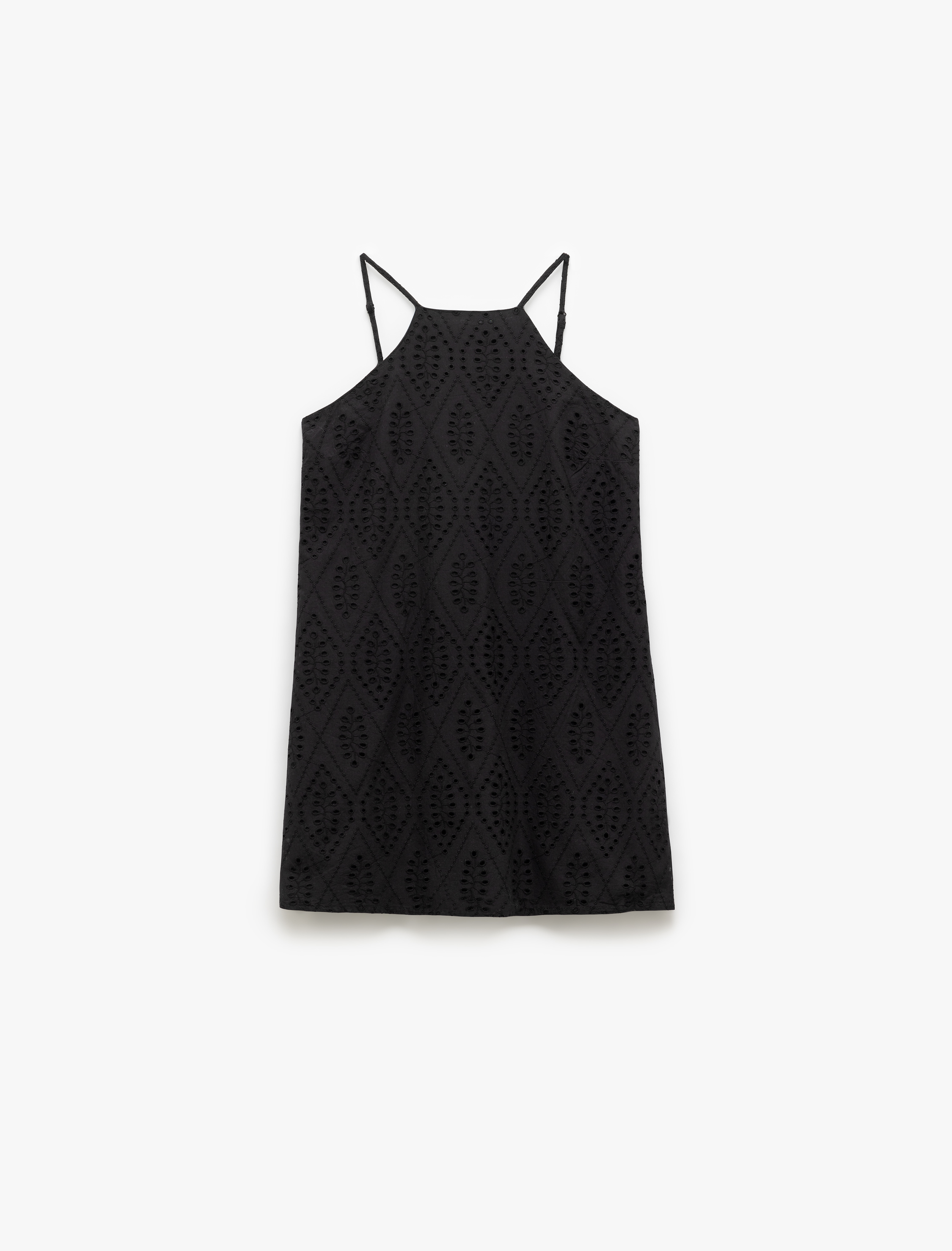 Pamuklu A Kesim Mini Halter Yaka İnce Askılı Fisto Elbise