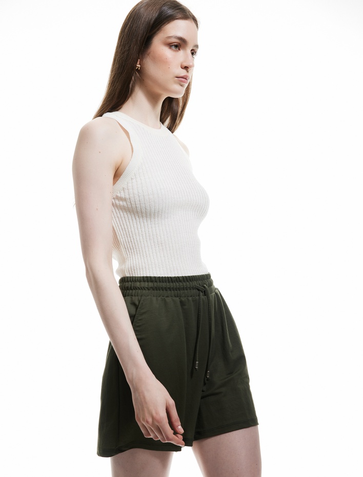  Regular Fit Cepli Beli Bağcıklı Normal Paça Mini Şort