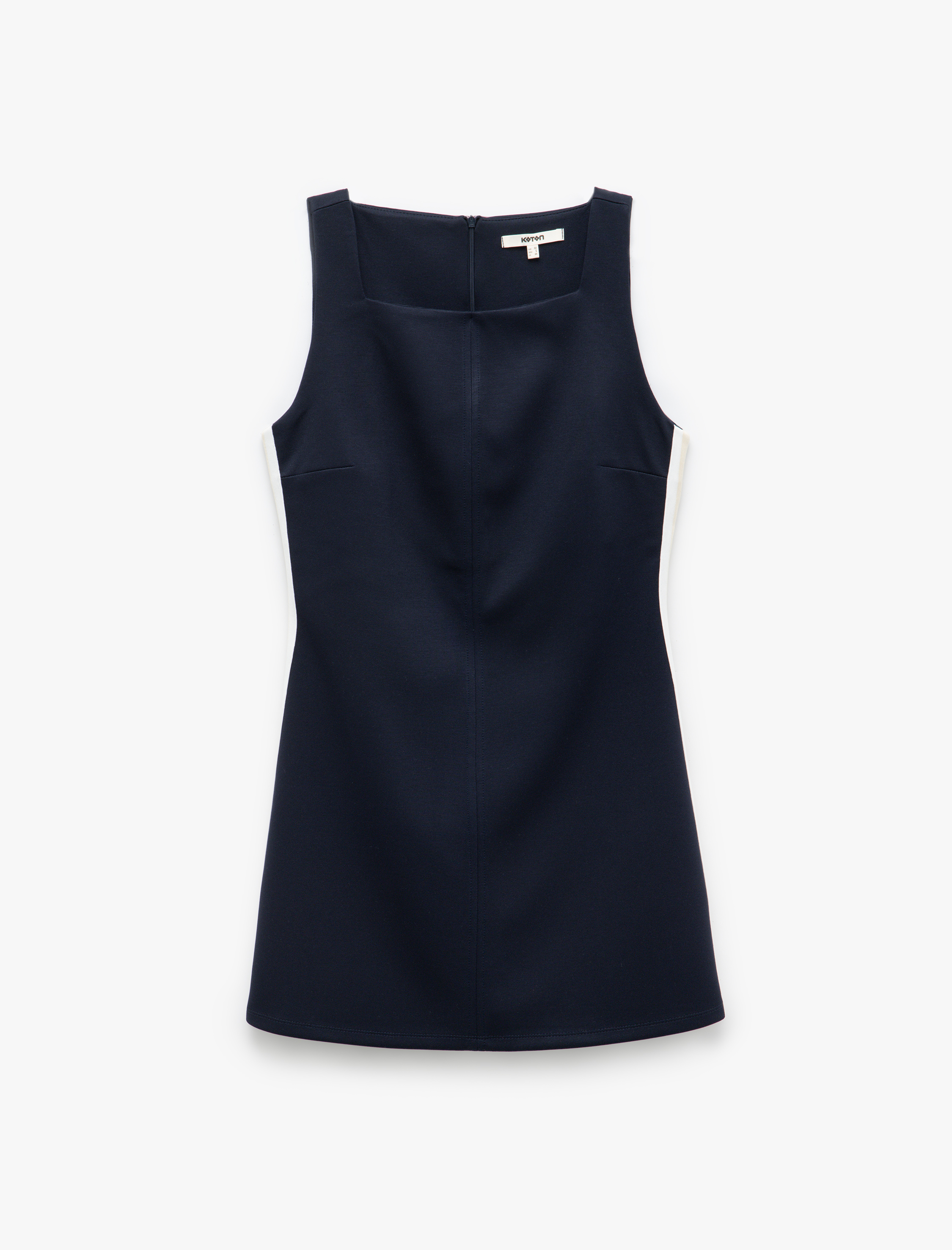 Viskon Slim Fit Kolsuz Kare Yaka Mini Elbise