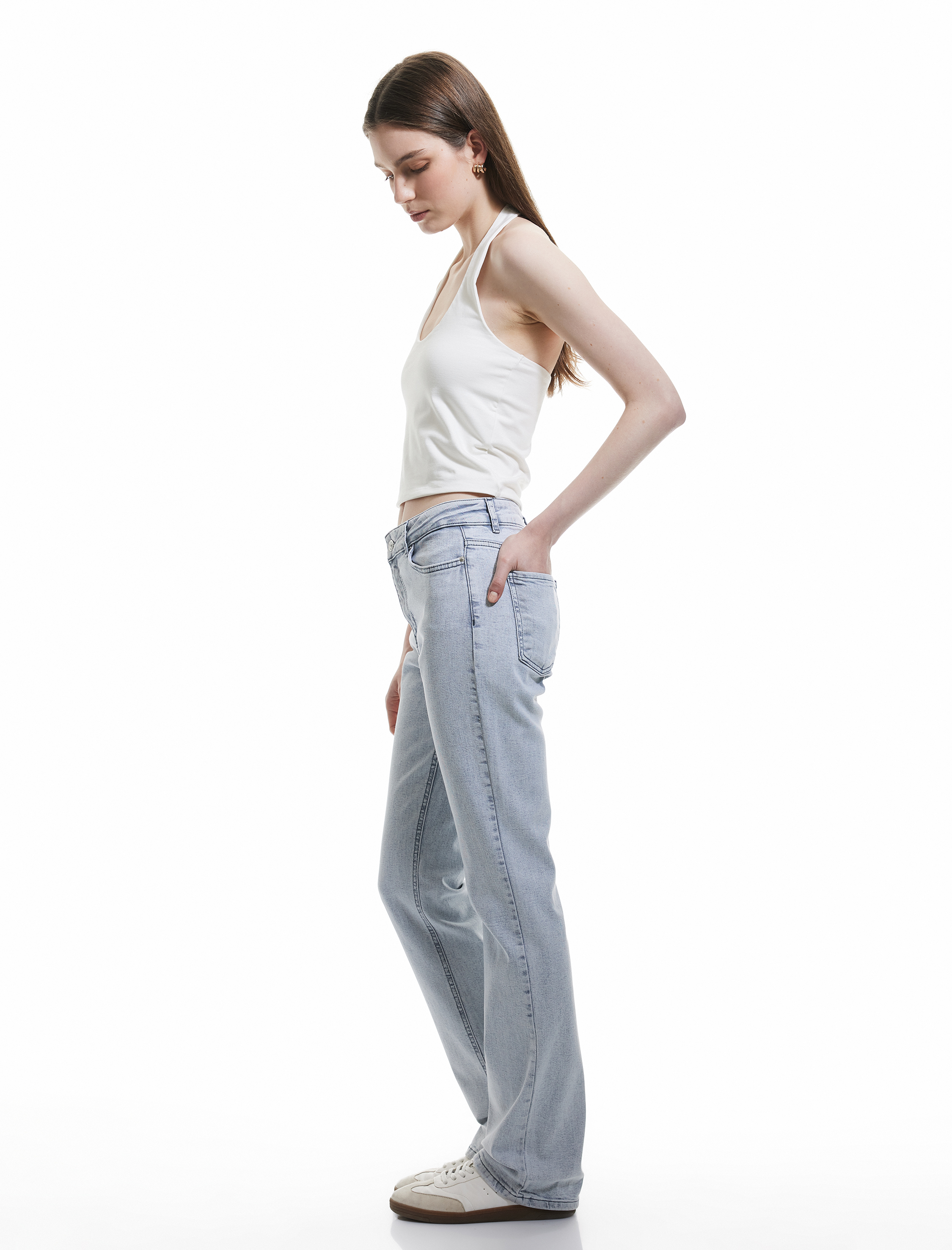 Yüksek Bel İspanyol Paça Pamuklu Slim Fit Denim Pantolon - Flare Jean